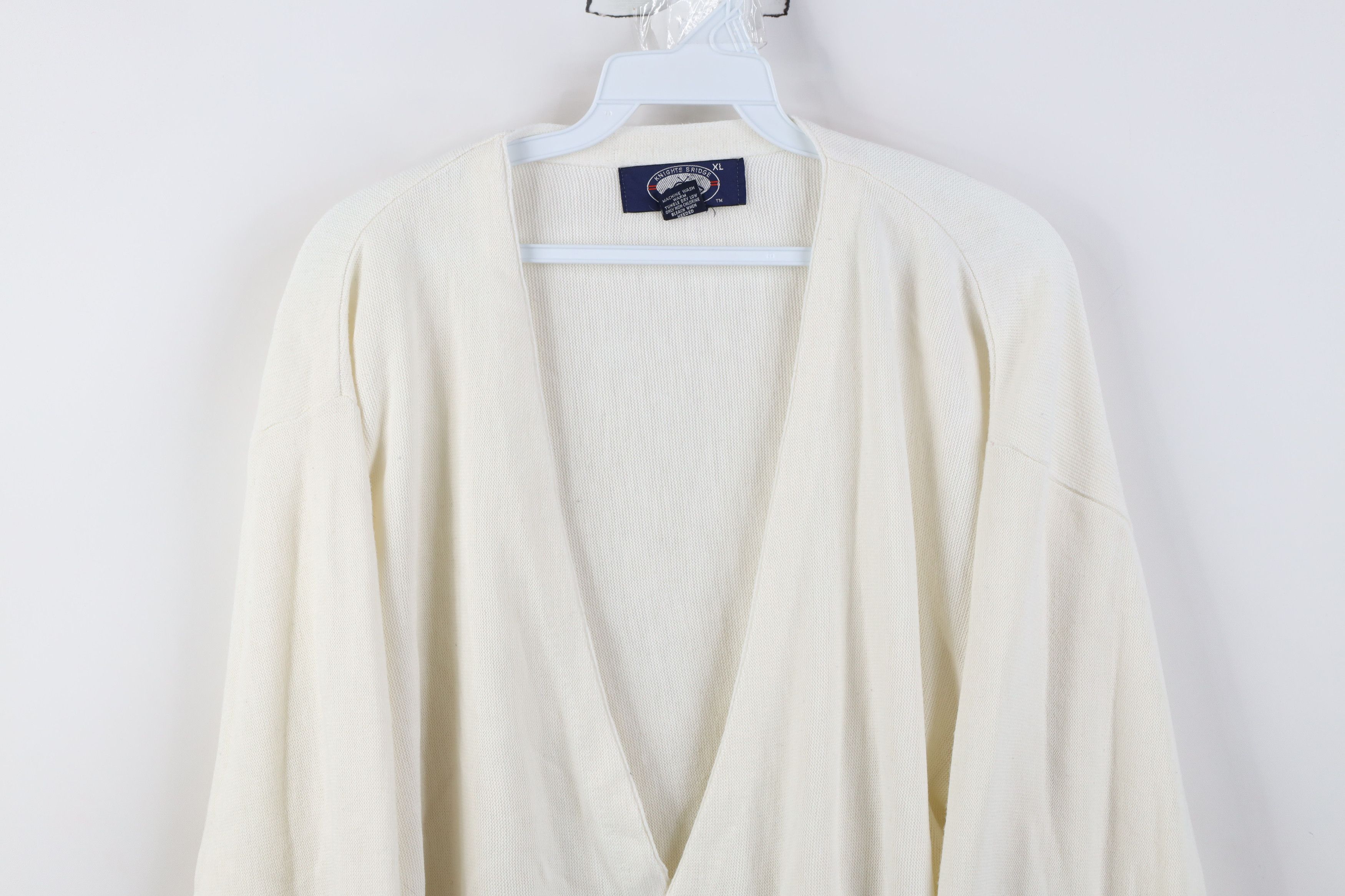 Vintage Vintage 70s Streetwear Blank Knit Cardigan Sweater Cream USA Size US XL / EU 56 / 4 - 2 Thumbnail