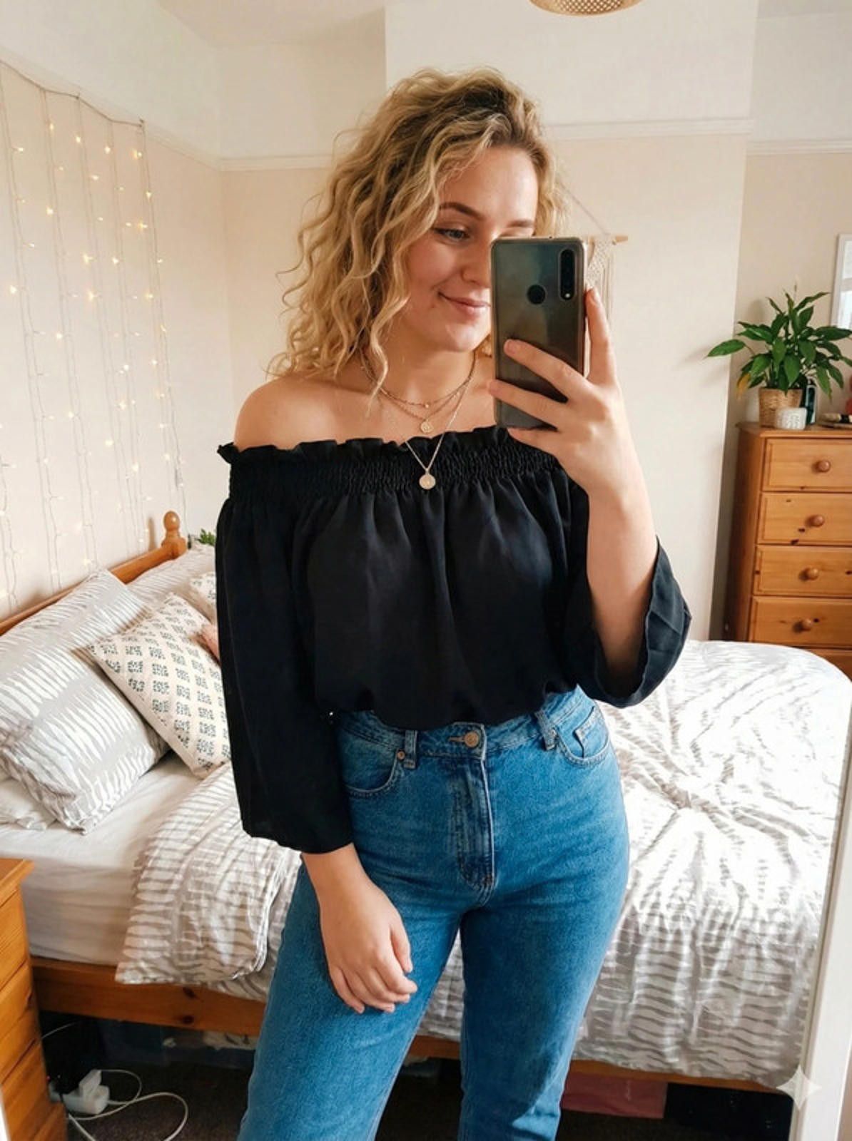 Other Black off the shoulder bardot blouse with tie sleeves Size S / US 4 / IT 40 - 9 Thumbnail