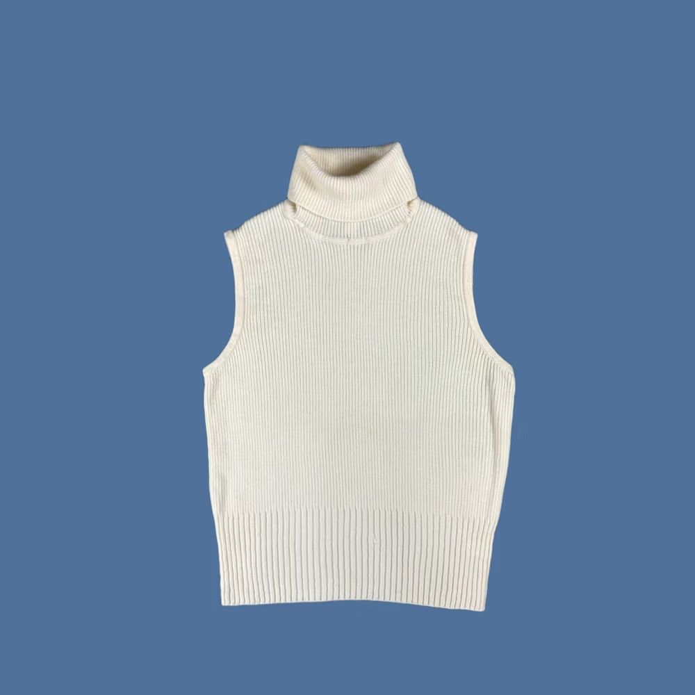 St. John St. John Sport Ivory Ribbed Sleeveless Turtleneck Knit Sweater Size M Women Size M / US 6-8 / IT 42-44 - 1 Thumbnail