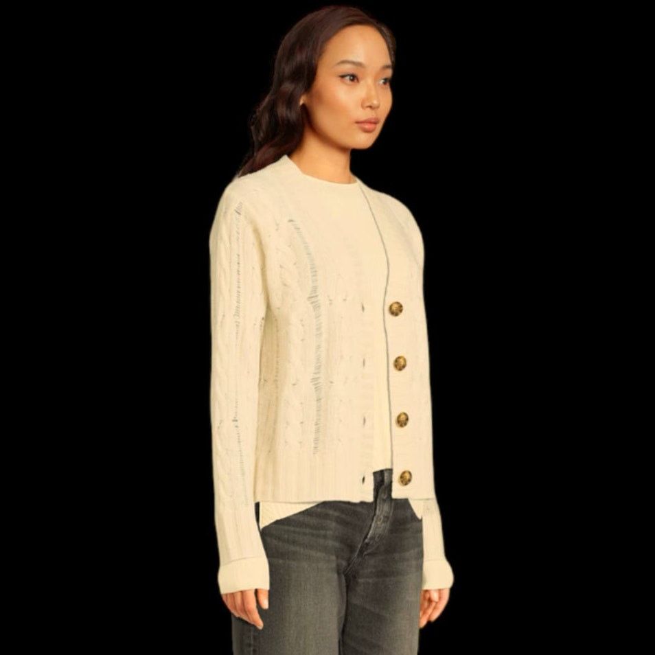 NAADAM NAADAM Cream/Tan Cashmere Cardigan | Size XS Size XS / US 0-2 / IT 36-38 - 5 Thumbnail