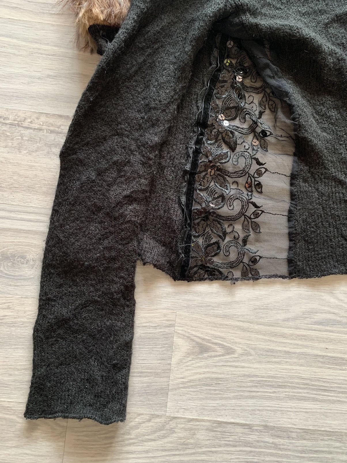 Hysteric Glamour Lana Wool Mohair Mesh Sequins Y2K Vintage Faux Fur Cardigan Size S / US 4 / IT 40 - 6 Thumbnail