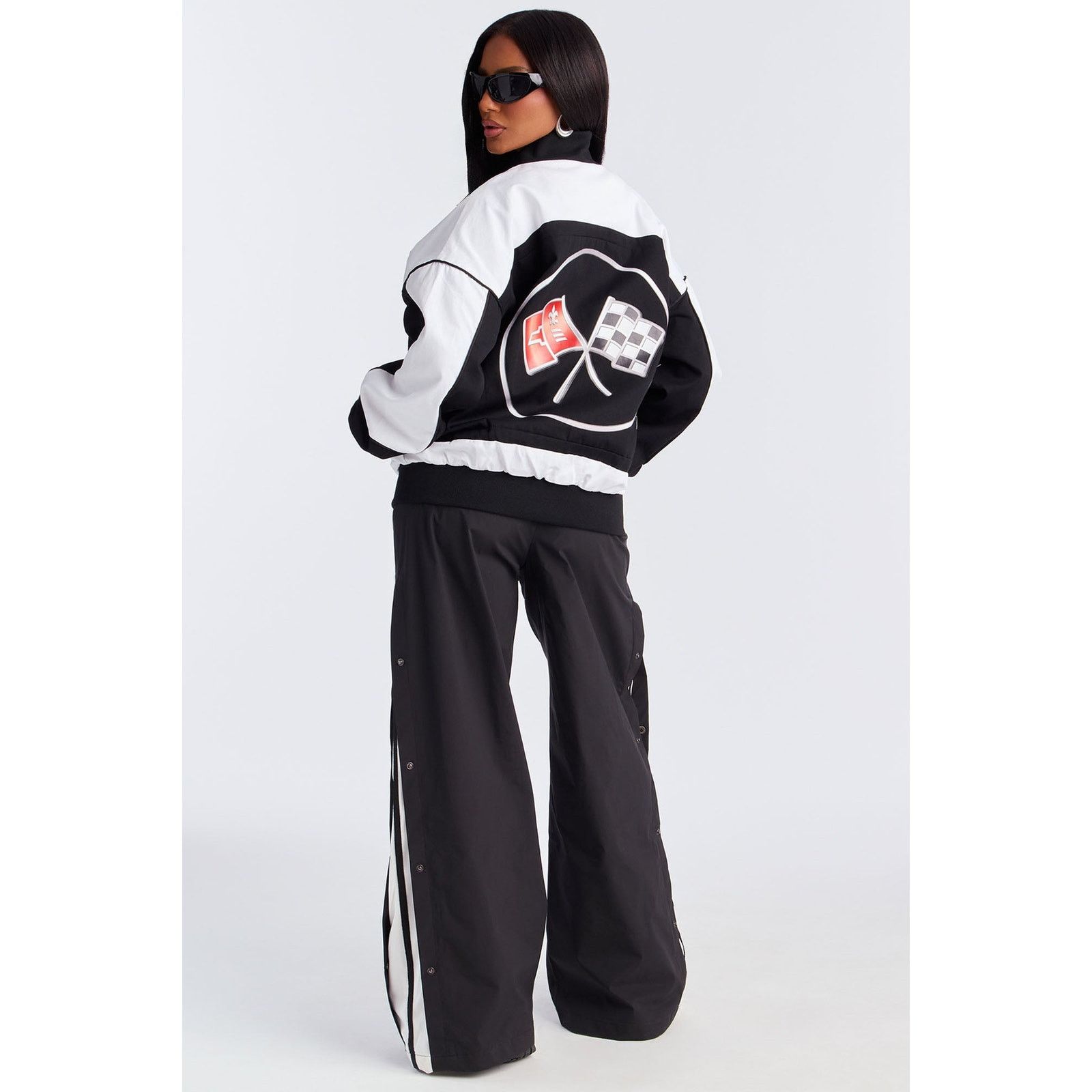 Other Show Off Corvette Bomber Jacket - Black/White - Size M Size M / US 6-8 / IT 42-44 - 5 Thumbnail