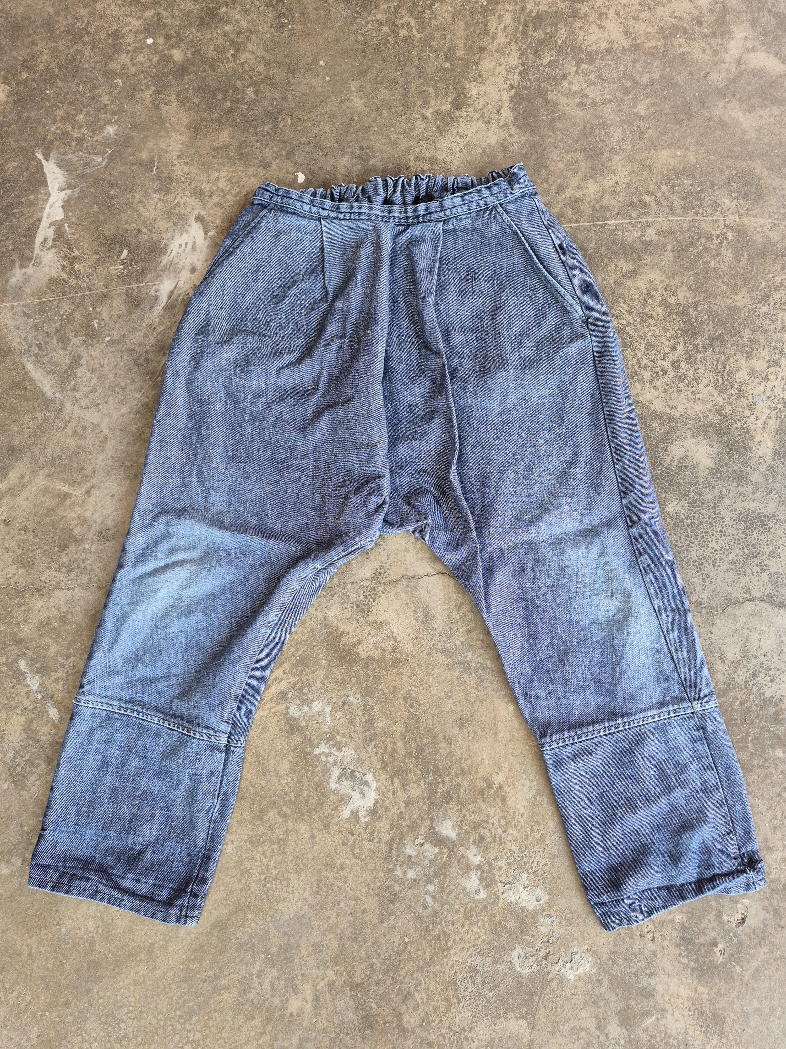 Japanese Brand 🔥 Japanese Brand Designer Long Crotch Denim Linen Pants Size US 28 / EU 44 - 1 Thumbnail