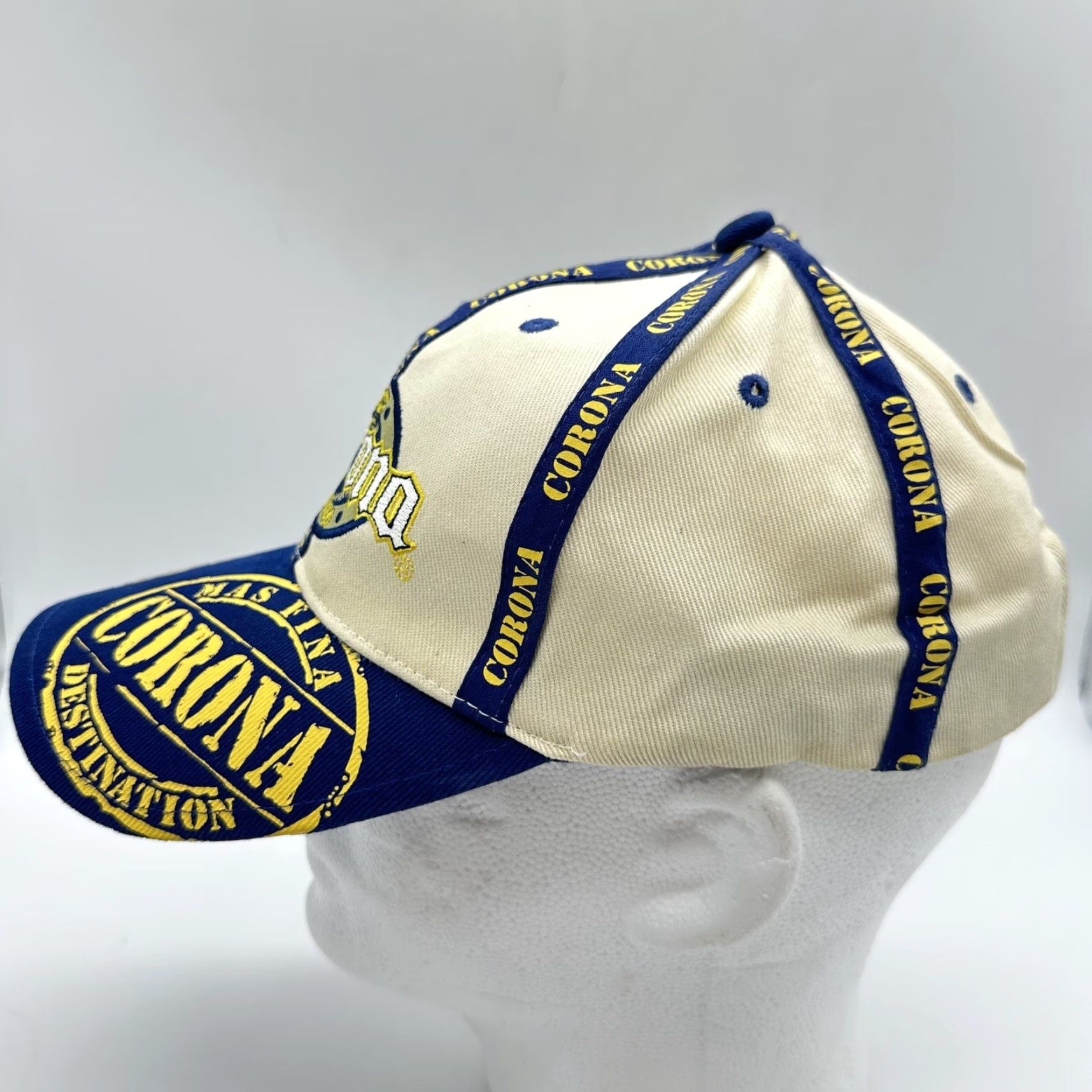 Logo 7 Corona Extra Sturgis Biker Hat Blue Beige Strapback Cap Logo Embroidered Size ONE SIZE - 6 Thumbnail