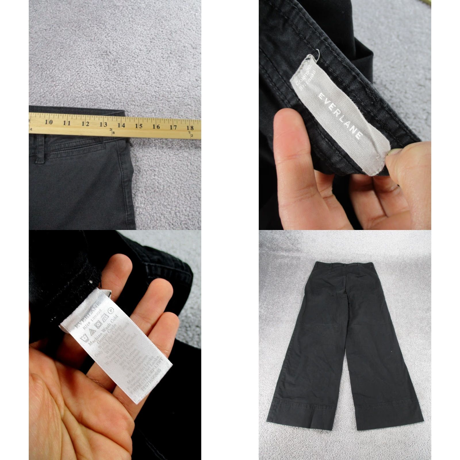 Everlane VINTAGE Everlane Pants Womens Regular 2 Black Cropped Wide-Leg Chino Lightweight Cotton Size 26" / US 2 / IT 38 - 8 Thumbnail