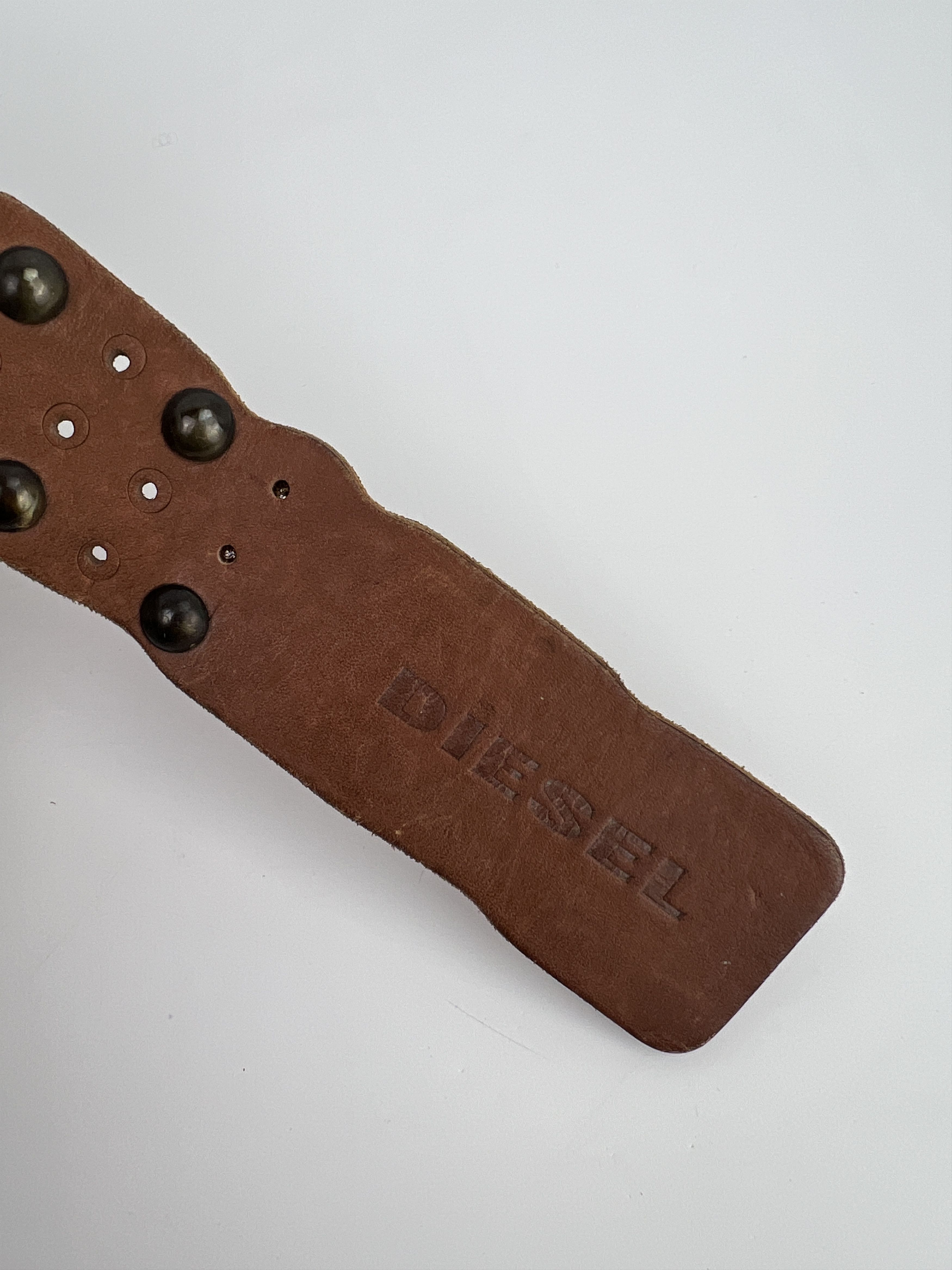 Diesel Vintage Diesel Studded Rhinestones Brown Leather Belt Size ONE SIZE - 7 Thumbnail