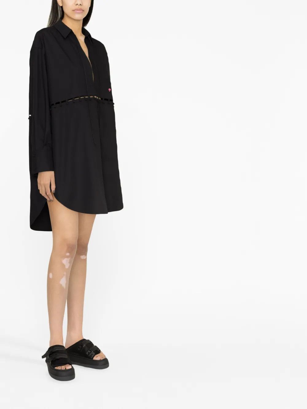 Palm Angels o1y1125 Shirt Mini Dress in Black Size M / US 6-8 / IT 42-44 - 2 Thumbnail