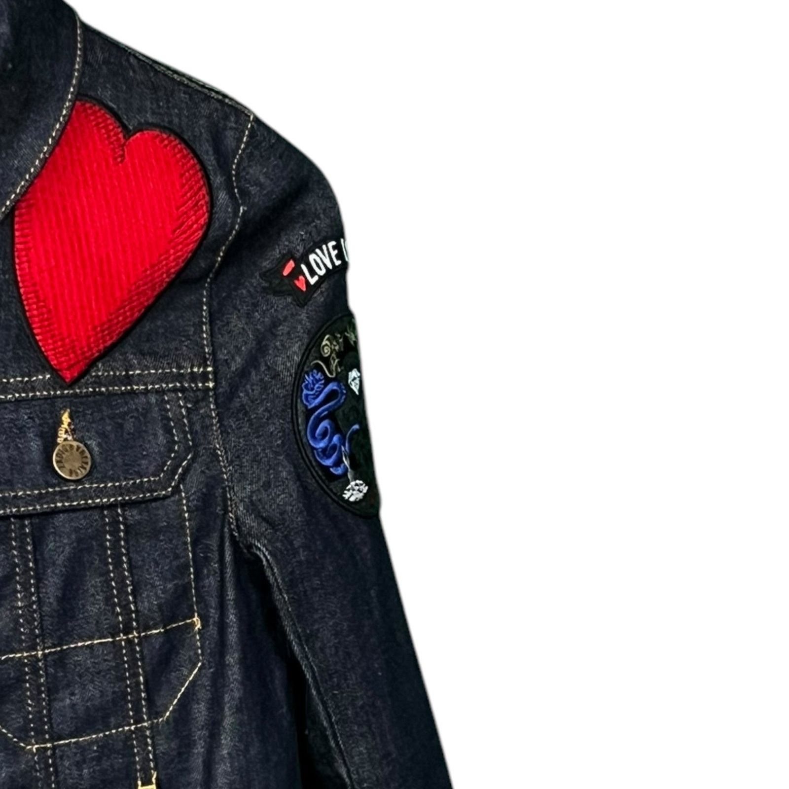 Zadig & Voltaire Zadig & Voltaire Women's XS Heart Snake Patch Denim Jacket Size XS / US 0-2 / IT 36-38 - 9 Thumbnail
