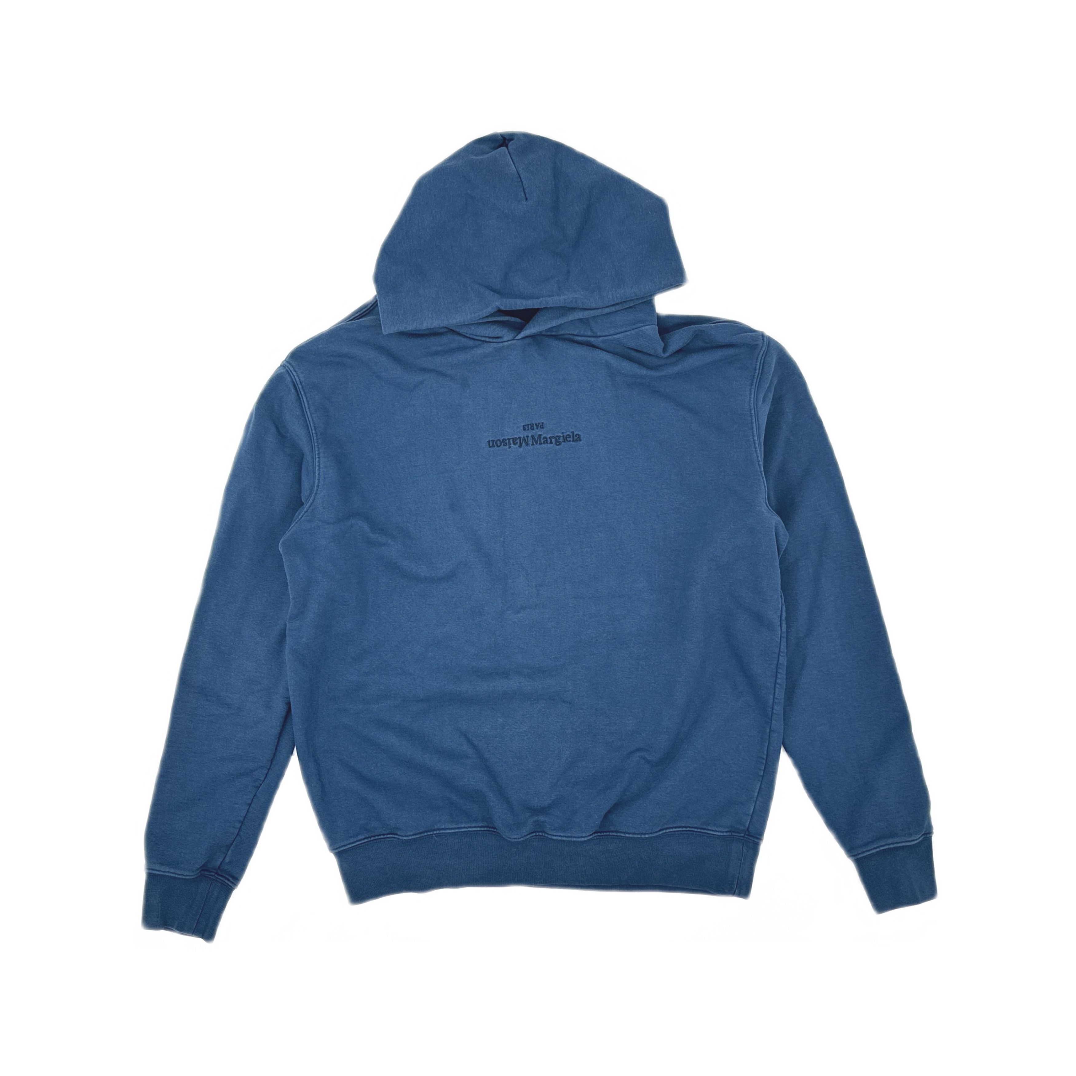 Maison Margiela Navy Red Logo Embroidered Cotton Hoodie | Grailed