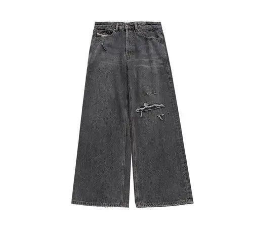 Distressed Baggy Wide Leg Denim Jeans