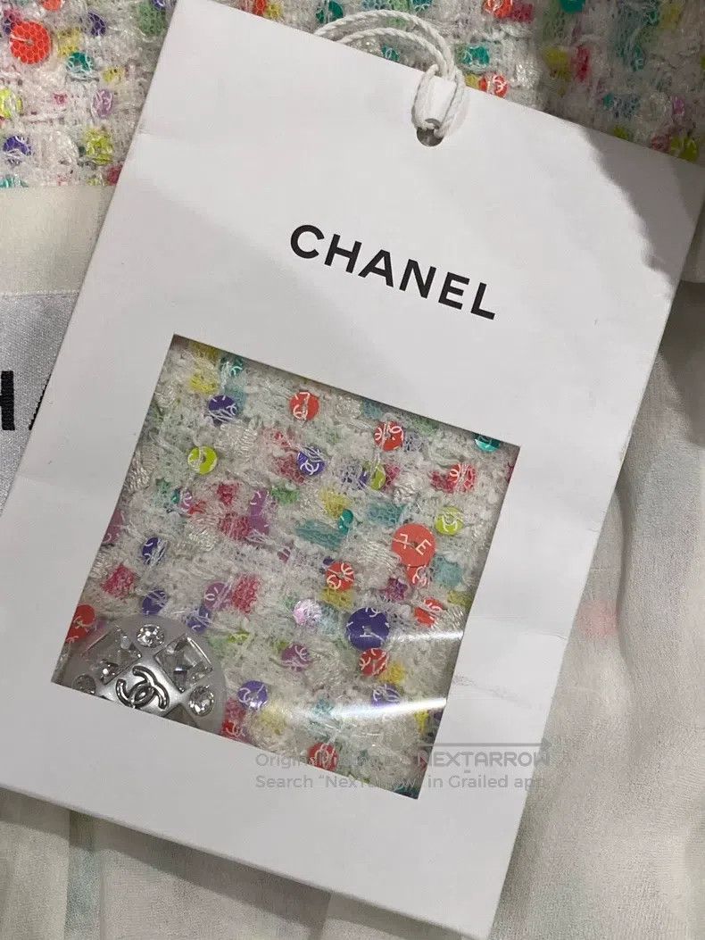 Chanel Chanel 23-year-old white colourful tweed coat Size XS / US 0-2 / IT 36-38 - 4 Thumbnail