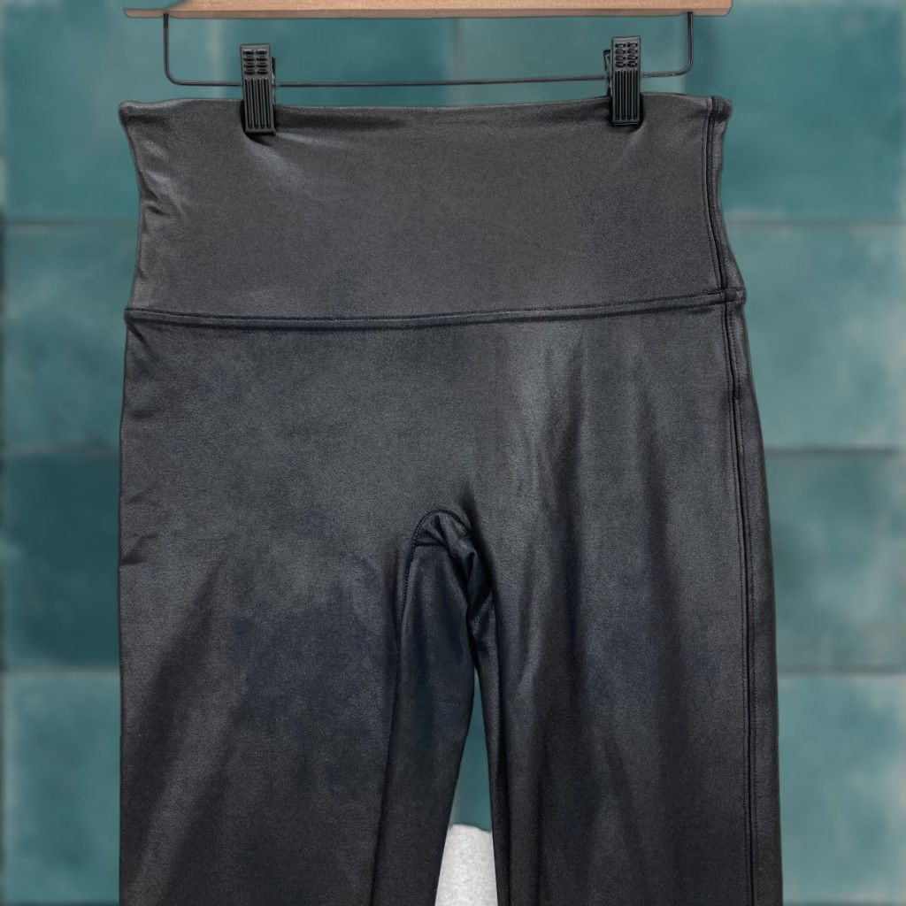 Spanx Spanx Leggings Women's Large Black Faux Leather Pull On Skinny Ankle Shimmer Size 26" / US 2 / IT 38 - 1 Thumbnail