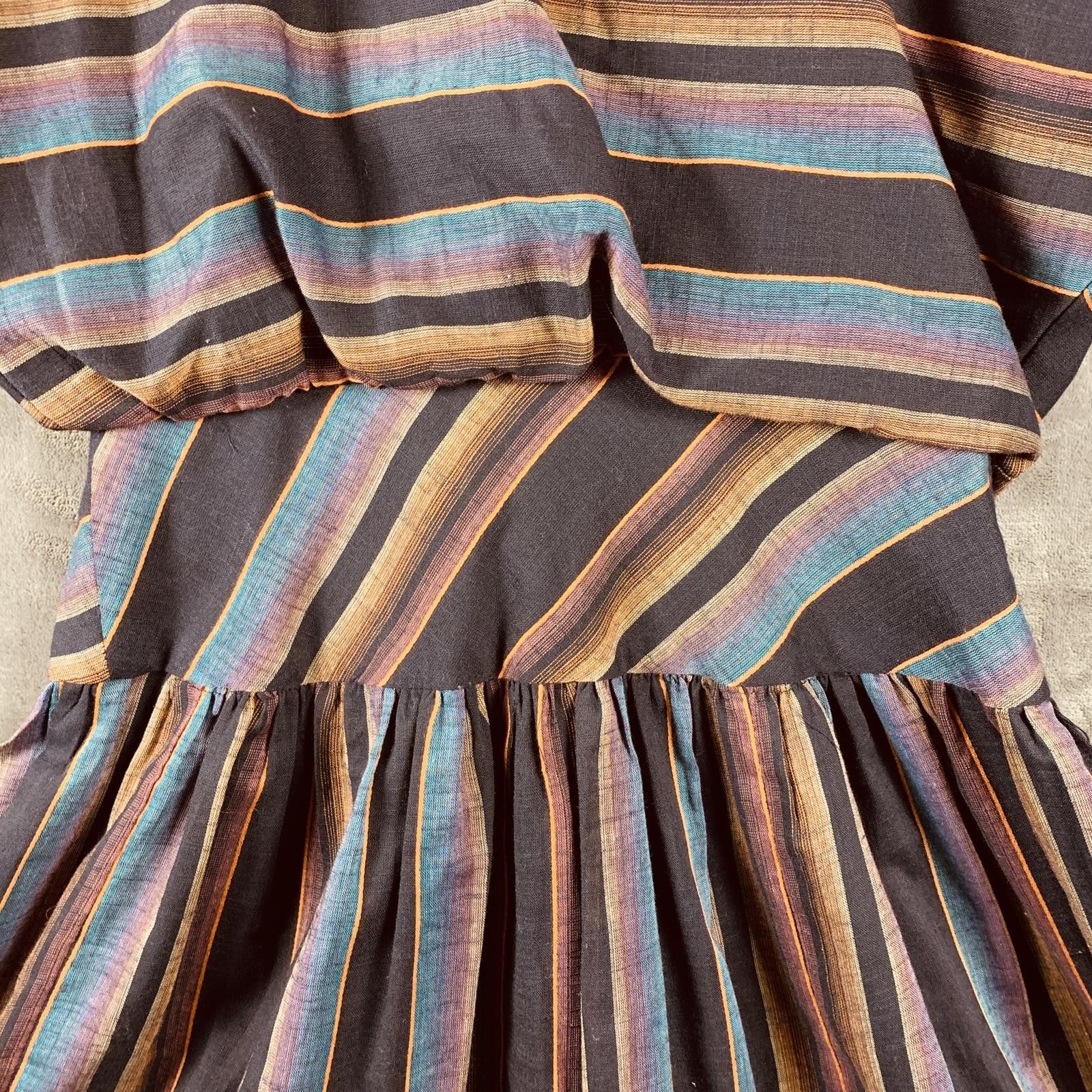Unknown London Vintage 80s Womens Long Sleeve Striped Midi Dress (384) Size S / US 4 / IT 40 - 6 Thumbnail