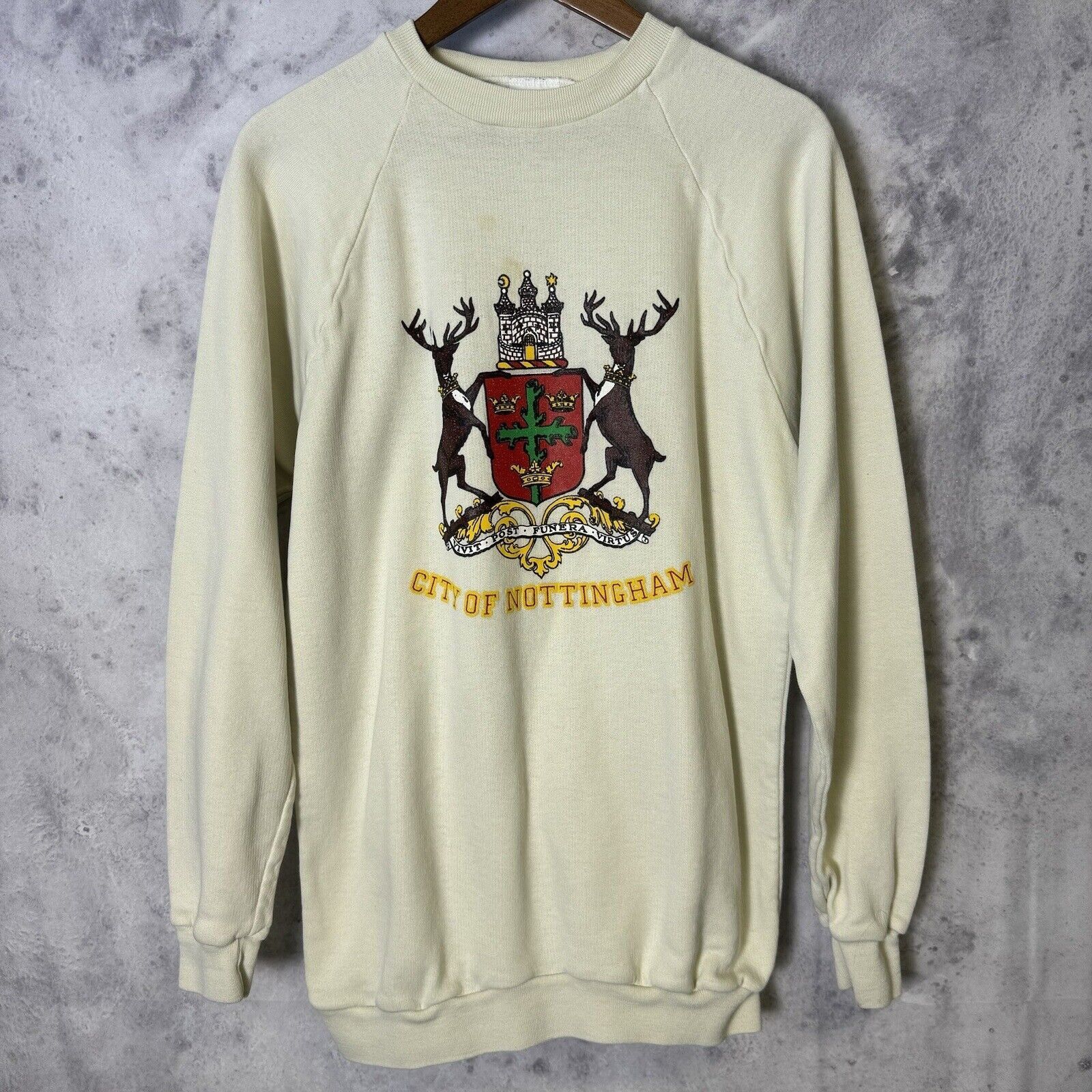 Vintage Vintage Nottingham Sweatshirt Mens XL White Crew Neck London Size US XL / EU 56 / 4 - 2 Thumbnail