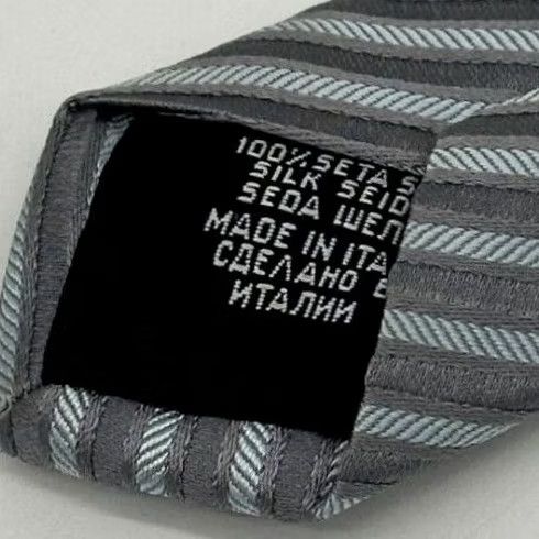 Hugo Boss HUGO BOSS Necktie Adult Grey Blue Striped 100% Silk Tie Office Career Mens Size 44L - 6 Thumbnail