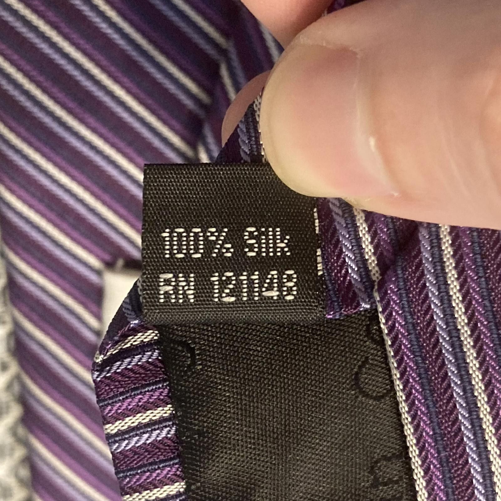 Calvin Klein Calvin Klein Purple Striped Silk Tie 58/3.5 Size ONE SIZE - 4 Thumbnail