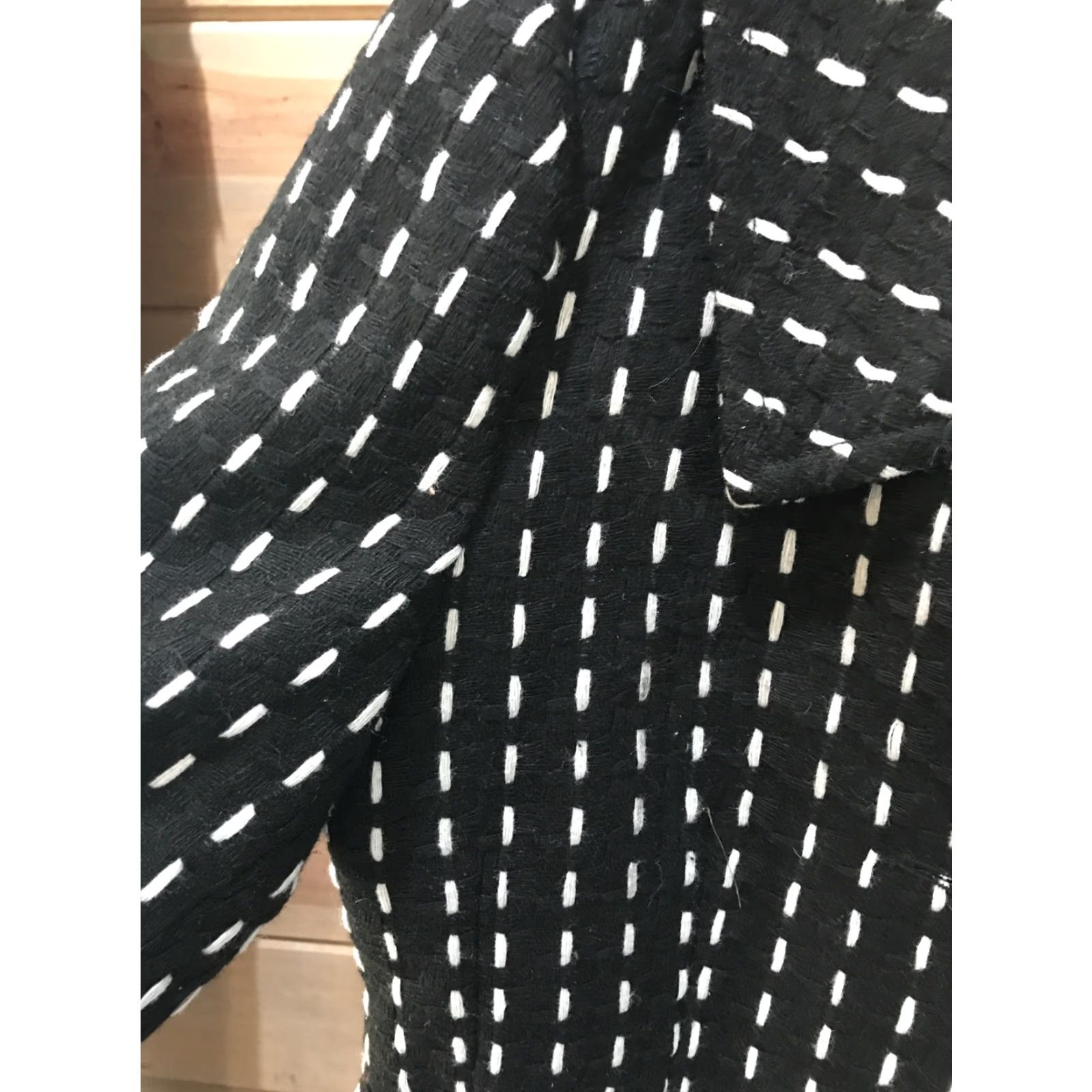 Vintage Tulle Wool Blazer Coat Jacket Cropped Button Up Dotted Line Black White L Womens Business Size L / US 10 / IT 46 - 4 Thumbnail