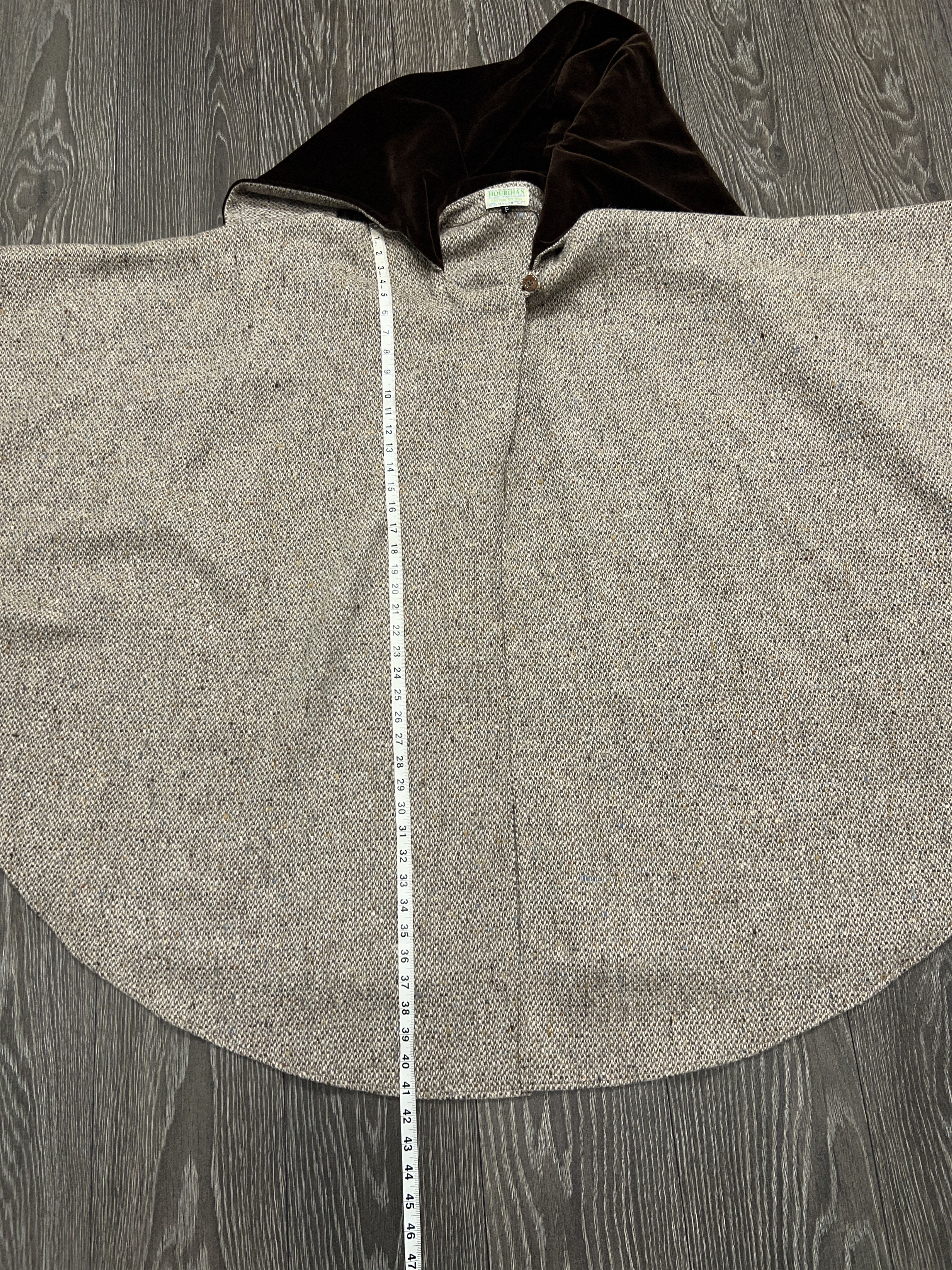 Vintage Jimmy Hourihan Ireland Wool Tweed Velvet Cape Coat Jacket Size ONE SIZE - 9 Thumbnail