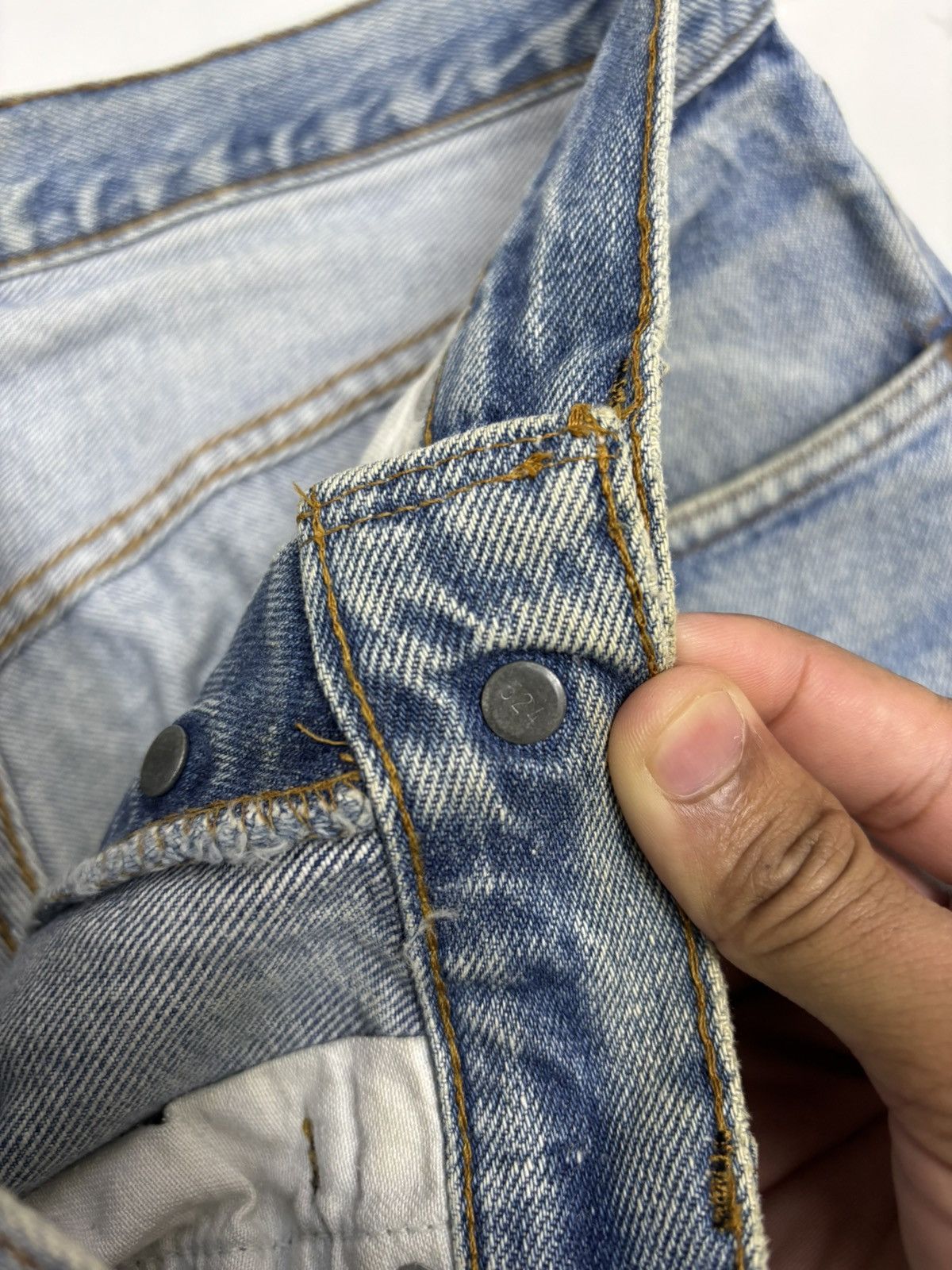 Kapital Vintage Levis 501 Selvedge release hem Distressed Denim Jean Size US 31 - 12 Thumbnail