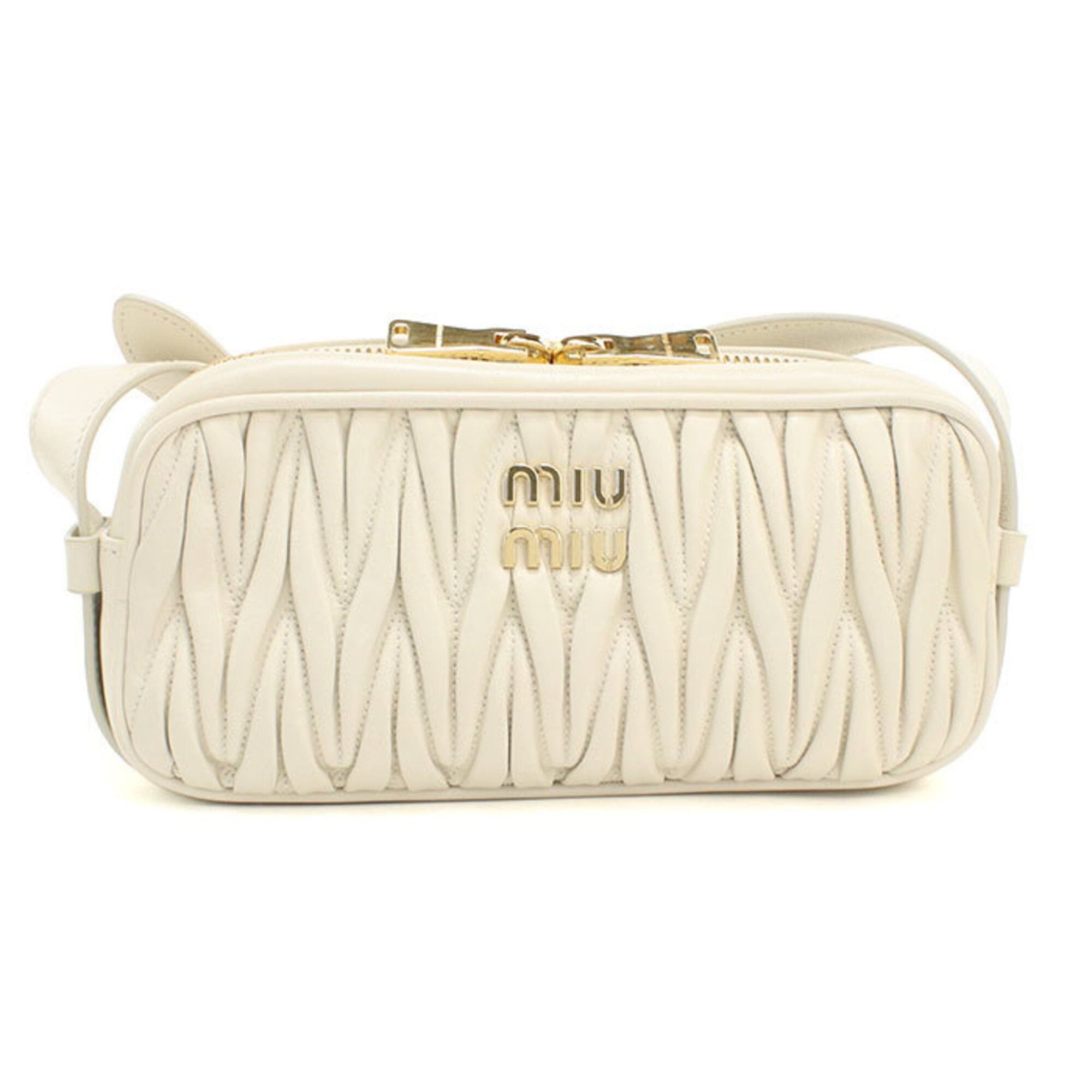 Miu Miu Miu Miu MIUMIU (OUTLET) Miu Outlet Shoulder Bag, Matelassé, Women's, Ivory Size ONE SIZE - 1 Thumbnail