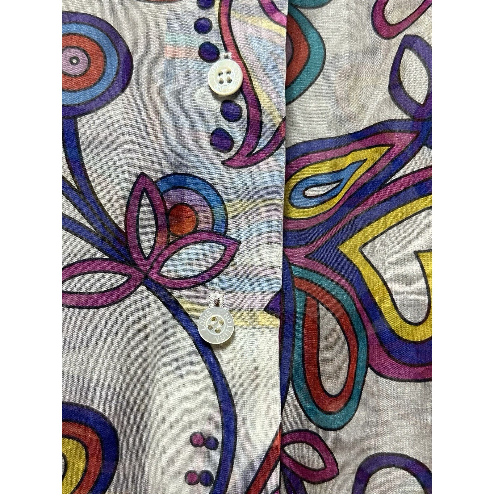 Louis Vuitton Louis Vuitton Abstract Floral Women’s Silk Shirt Brooches Size M / US 6-8 / IT 42-44 - 10 Thumbnail