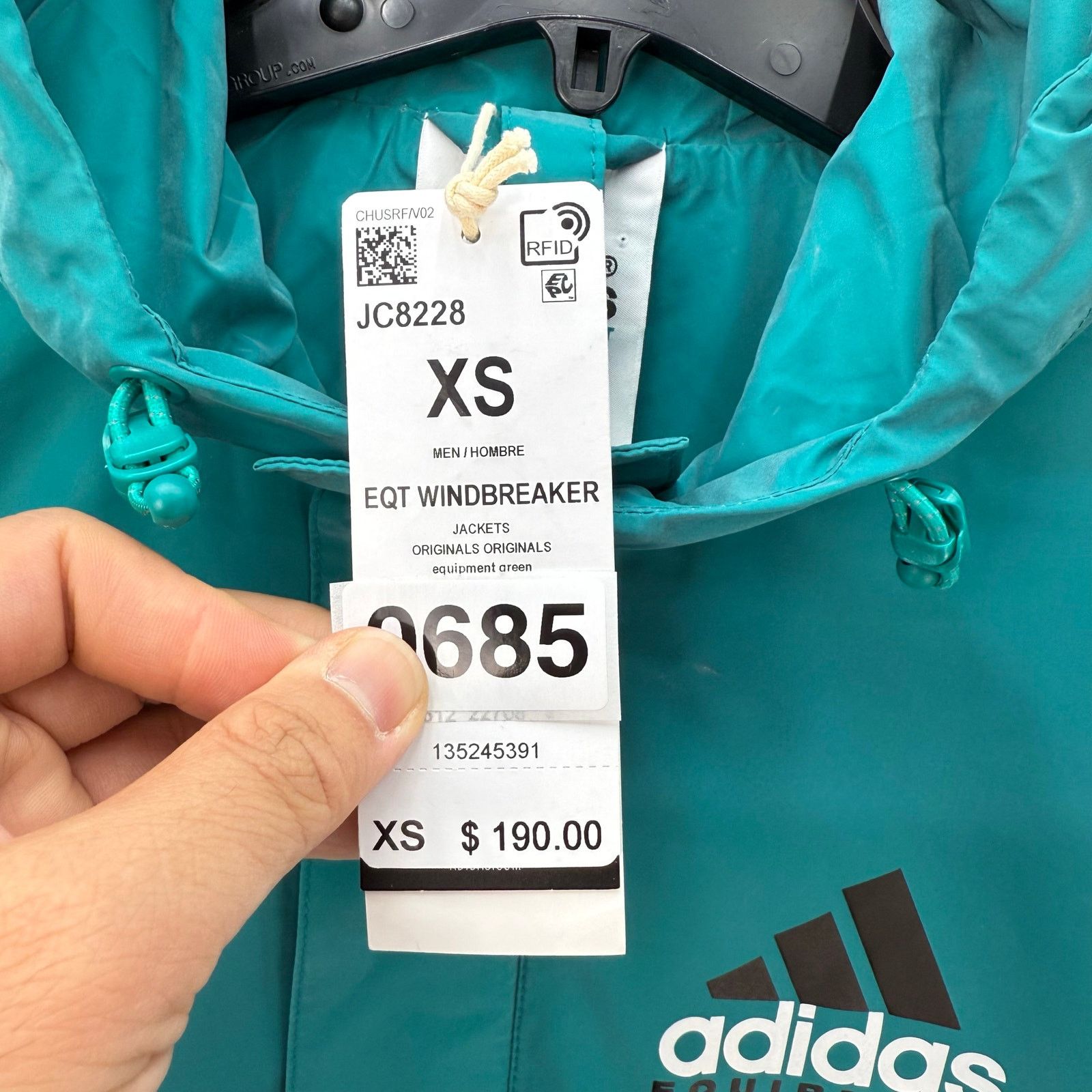 Adidas ADIDAS MEN'S XSMALL EQT REFLECTIVE WINDBREAKER JACKET JC8228 Size US XS / EU 42 / 0 - 3 Thumbnail