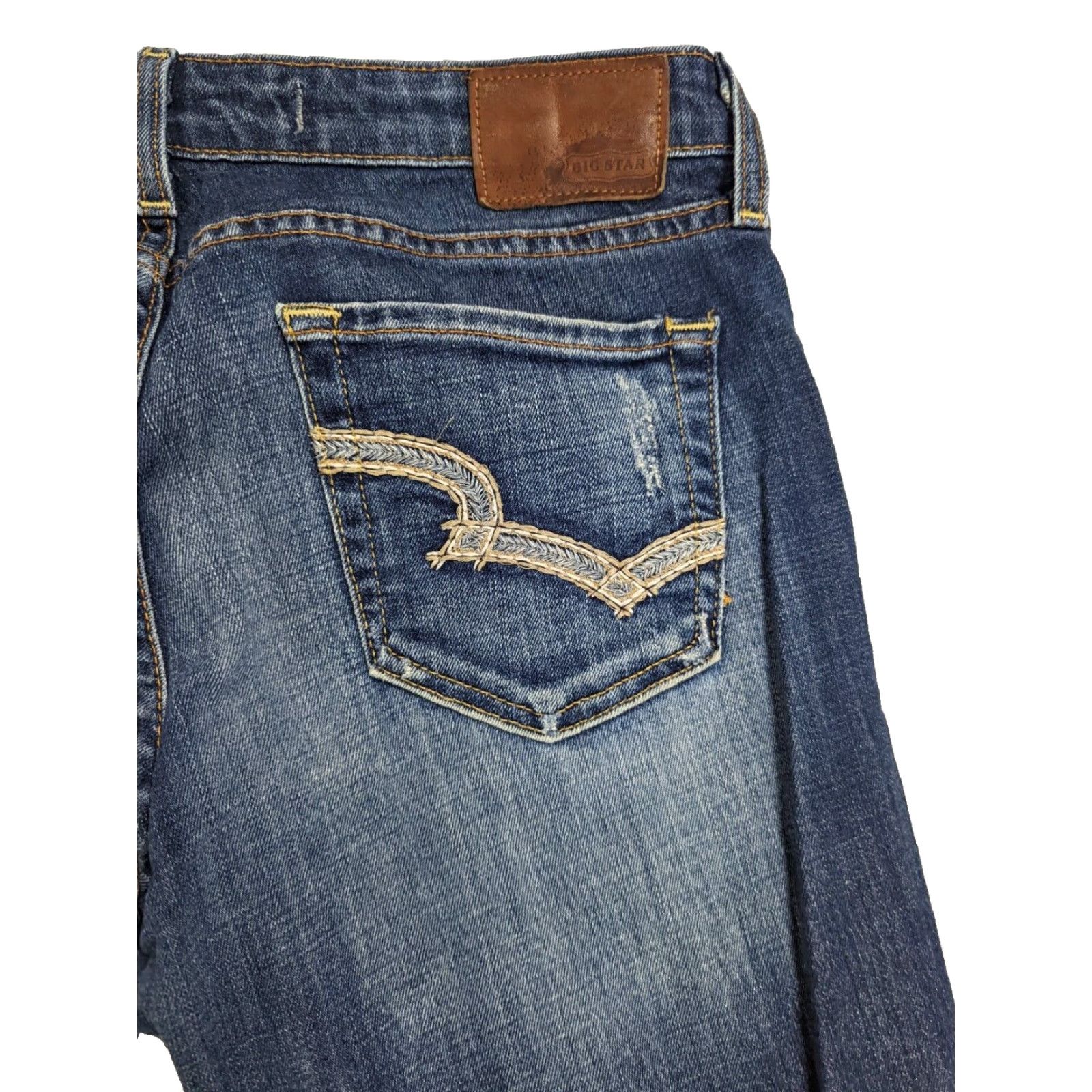 Denime BIG STAR Jeans Remy 31L Bootcut Denim M3J Women 32x34 Mid Rise Stretch Blue Stars Pants Size 24" / US 00 / IT 34 - 5 Thumbnail