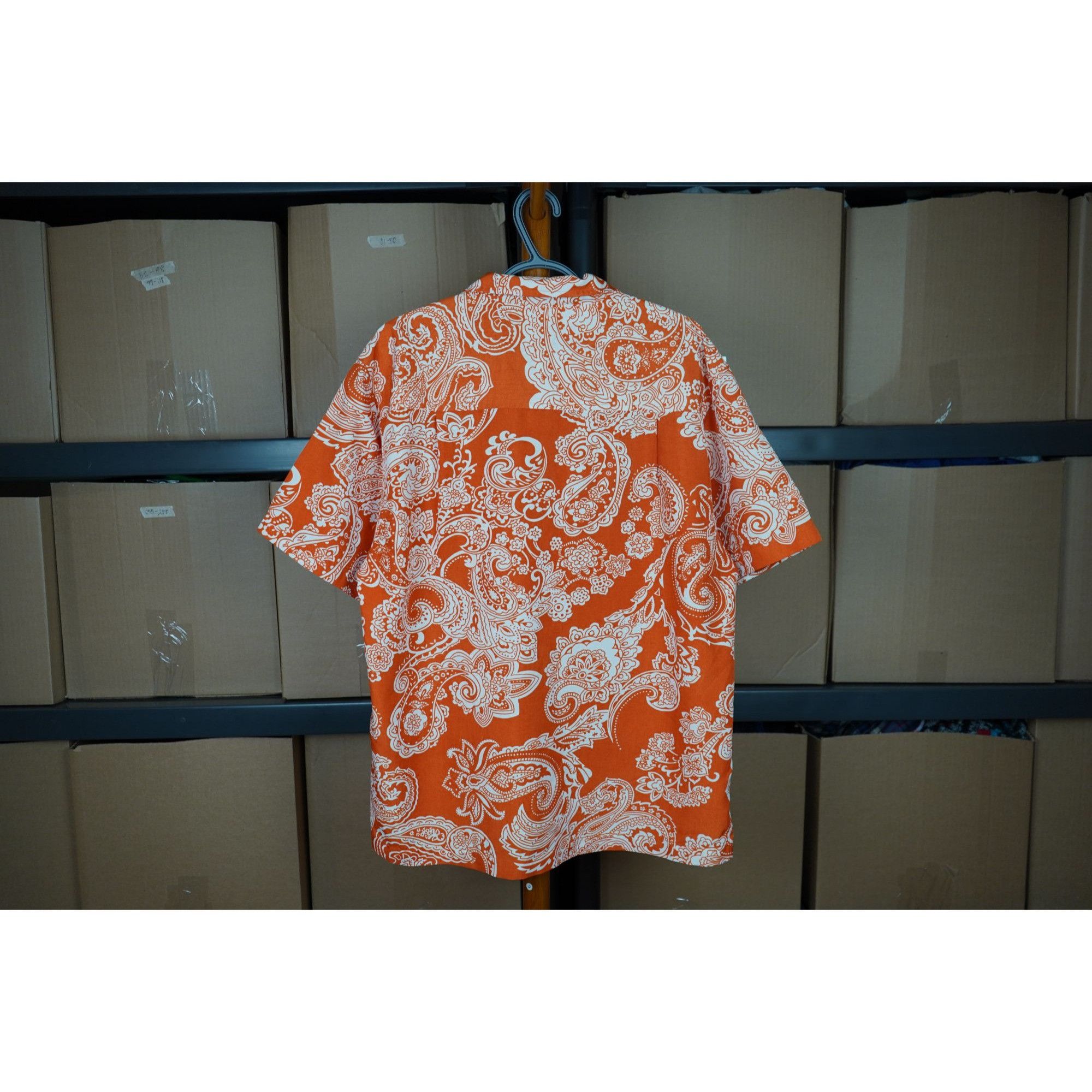 Vintage 90s Orange Paisley Pattern Shirt Men's L #356 Size US L / EU 52-54 / 3 - 2 Thumbnail