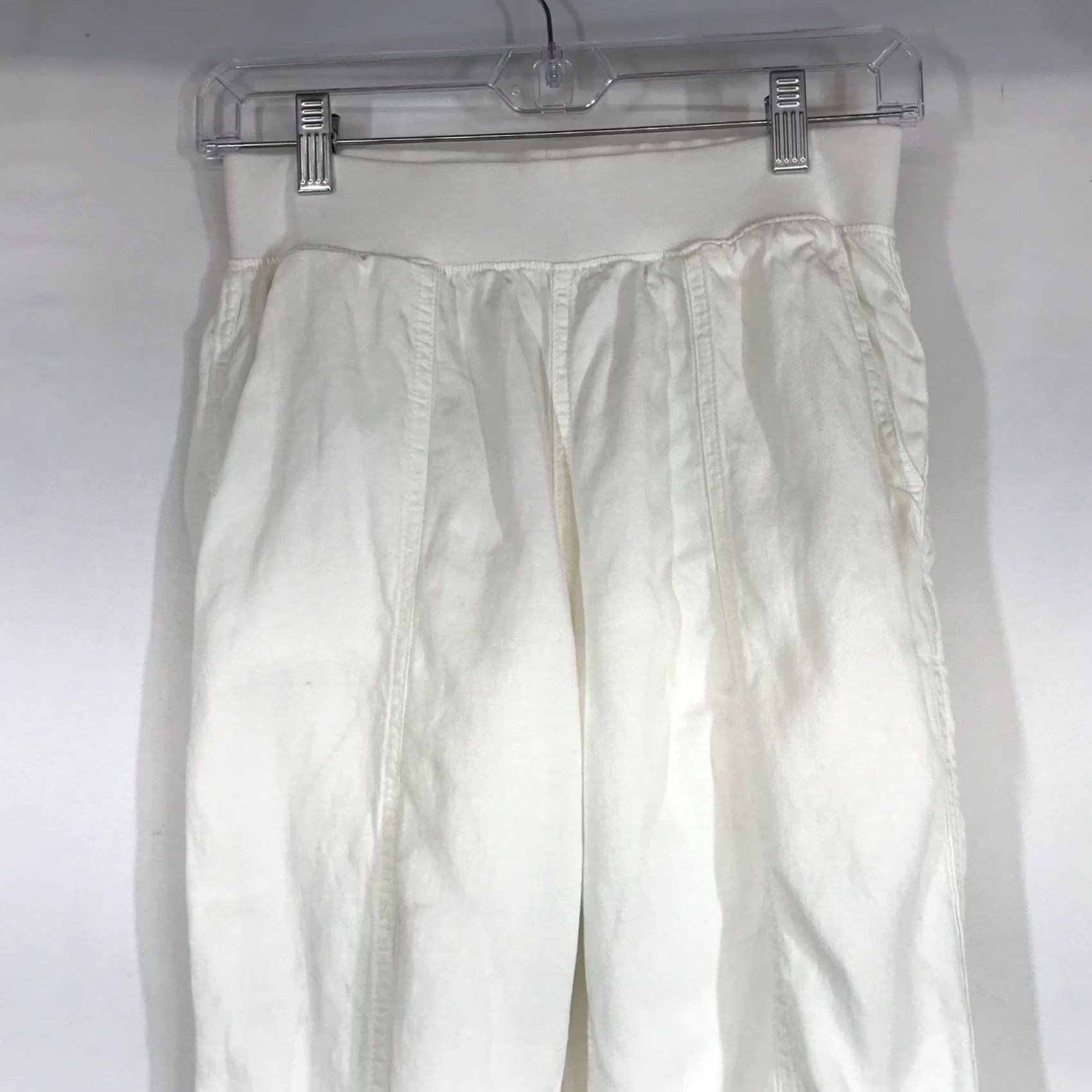 Faherty FAHERTY Pants WOMEN'S SMALL WHITE LINEN BLEND W/POCKETS Size 28" / US 6 / IT 42 - 2 Thumbnail