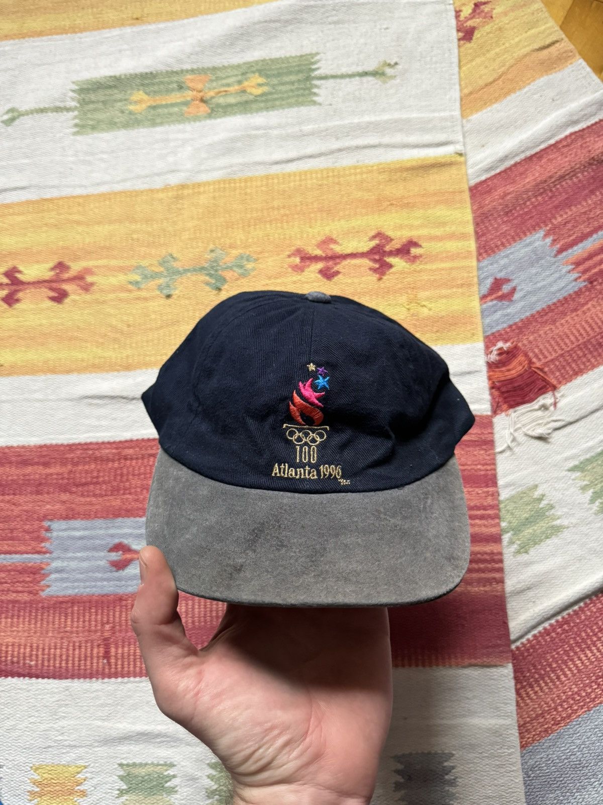 USA Olympics Vintage 90’s Atlanta 1996 Olympic Games Navy Suede Hat Size ONE SIZE - 2 Thumbnail