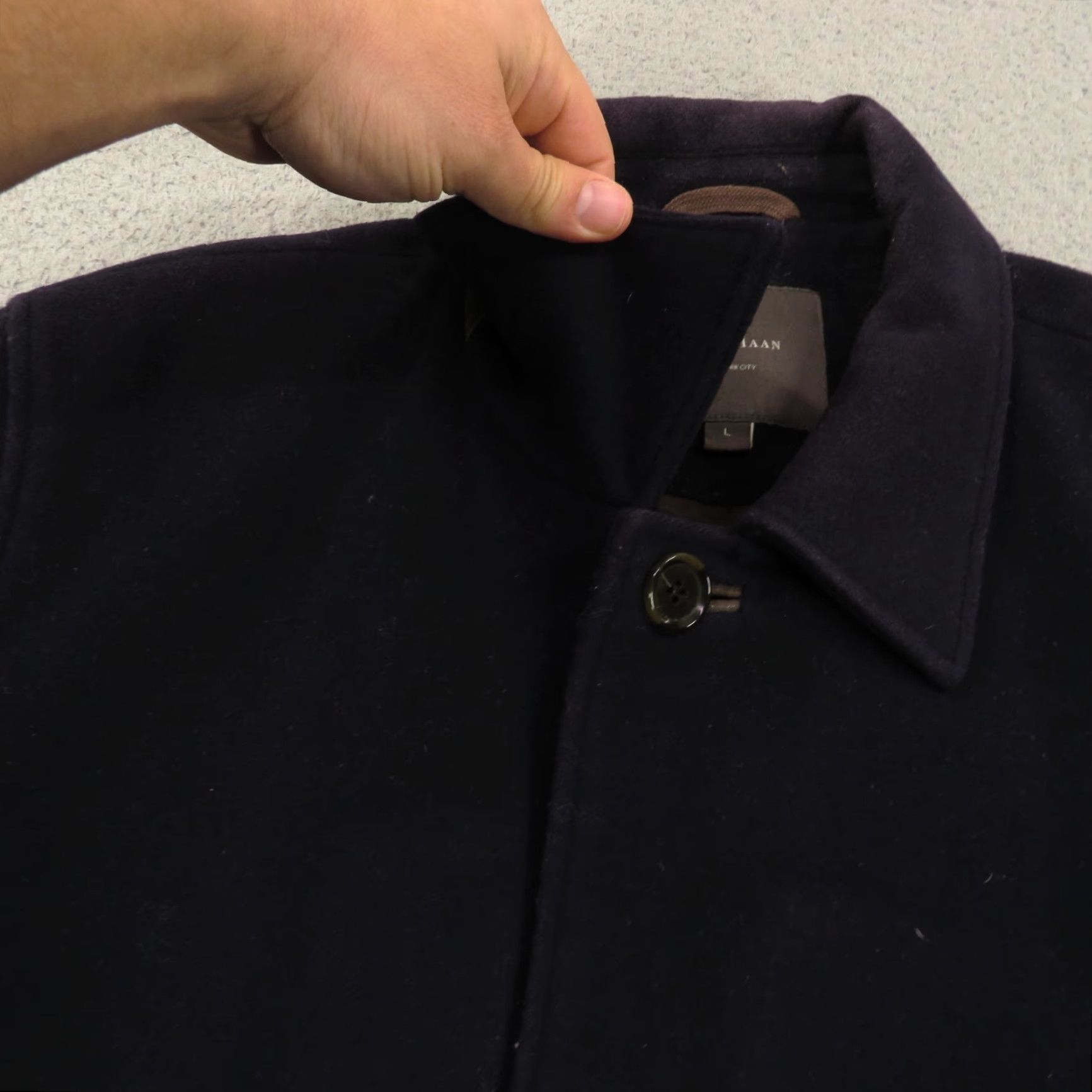 Cole Haan VINTAGE Cole Haan Coat Men Large Navy Wool Cashmere Lambskin Leather Trim Pea Coat Long Wool Jacket Car City Size US L / EU 52-54 / 3 - 6 Thumbnail
