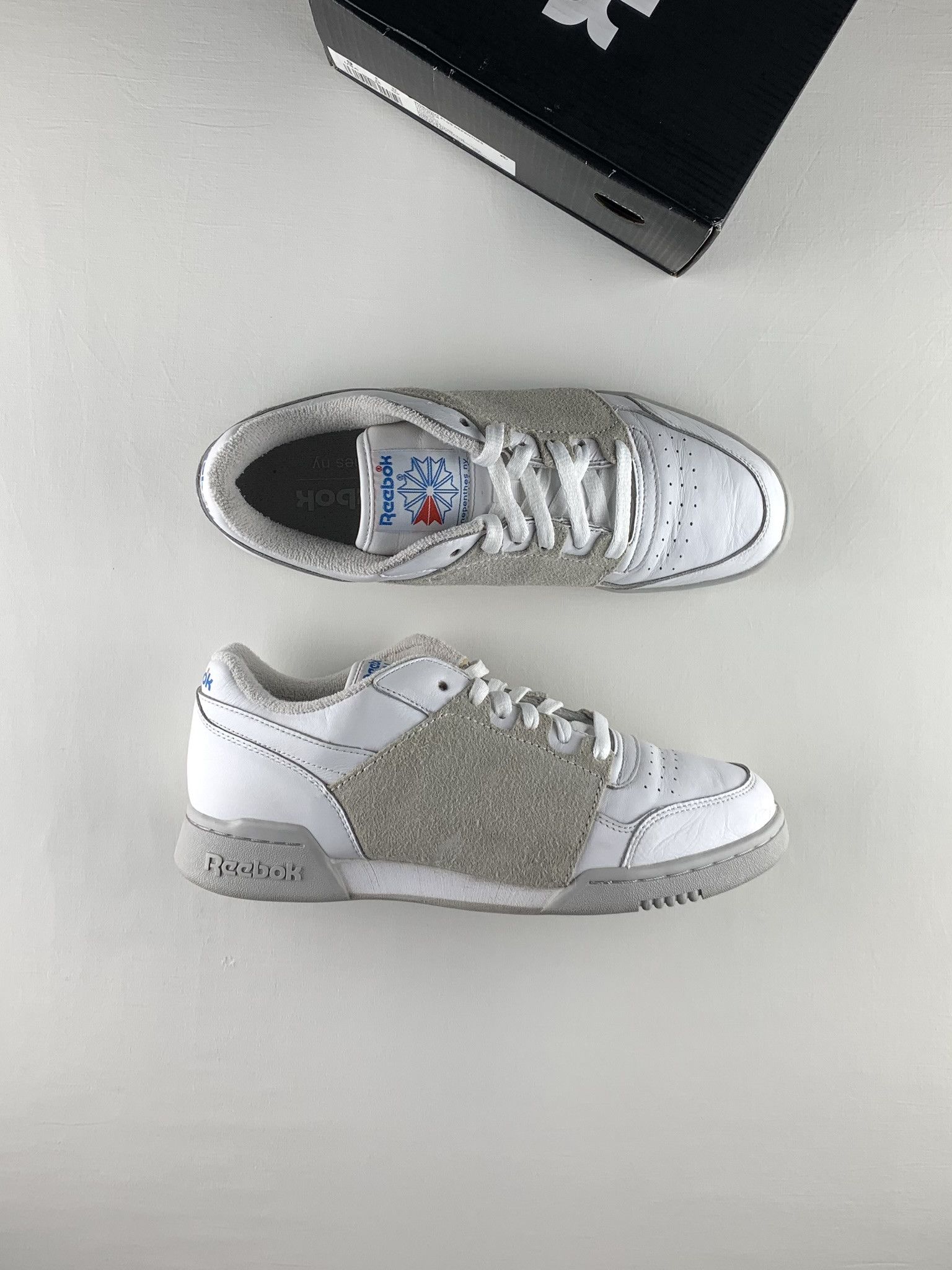 image of 2019 - Workout Plus Nepenthes [Reebok X Nepenthes New York] Shoes in White/Steel/Blue, Men's