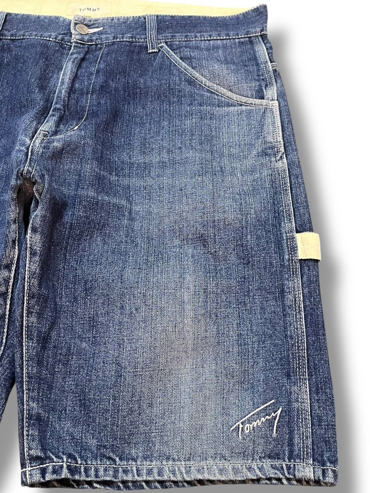Tommy Jeans Vintage Tommy Shorts Baggy Embroidded Deni Size US 37 - 3 Thumbnail