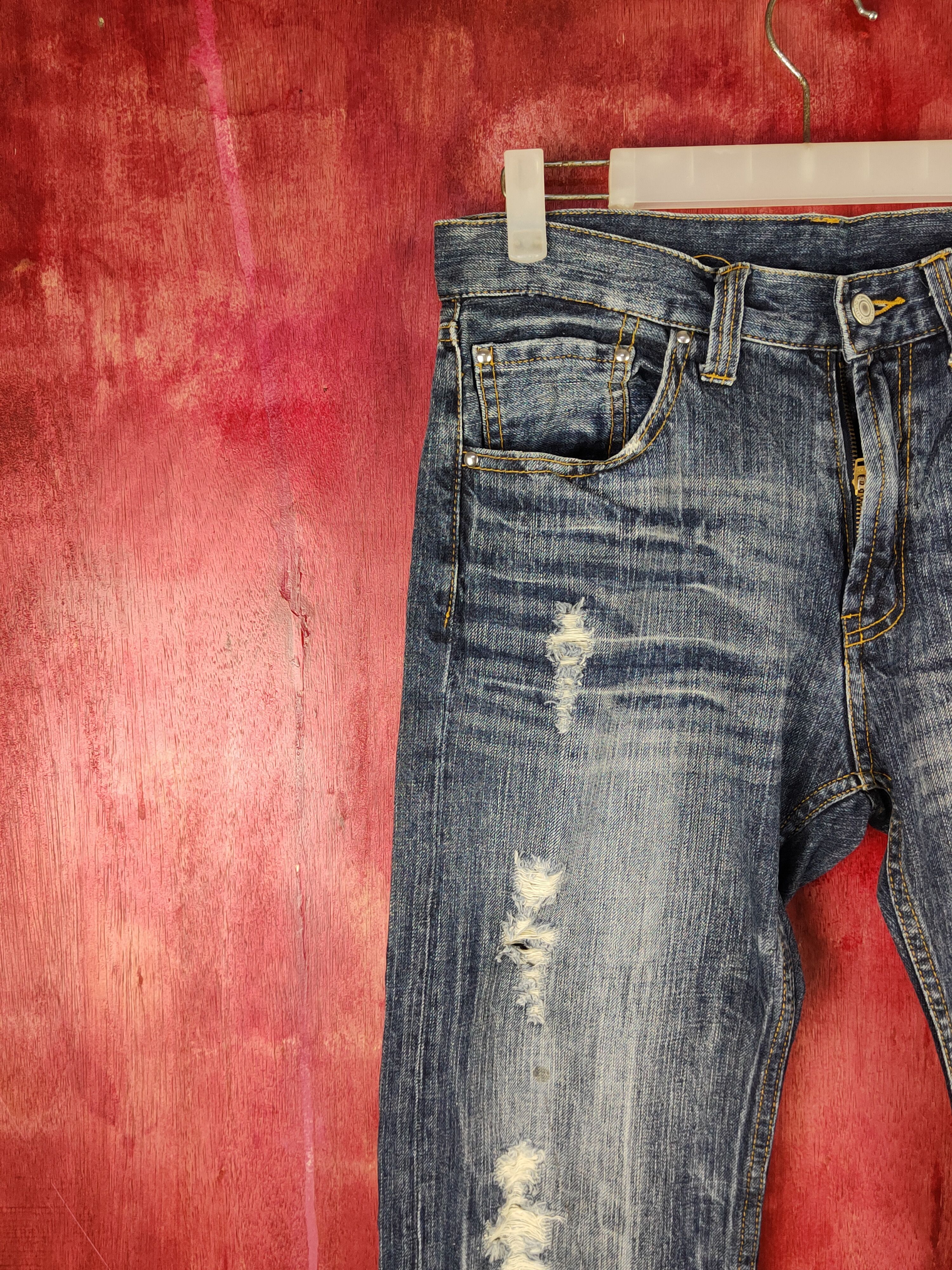 Japanese Brand Japan faded Distressed ripped jeans Denim #S1585 Size US 31 - 3 Thumbnail
