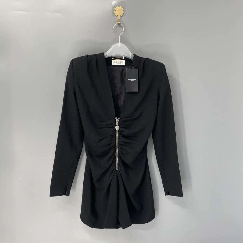Saint Laurent Paris Saint Laurent Long Sleeve Black Jumpsuit Size US 34 / EU 50 - 1 Thumbnail