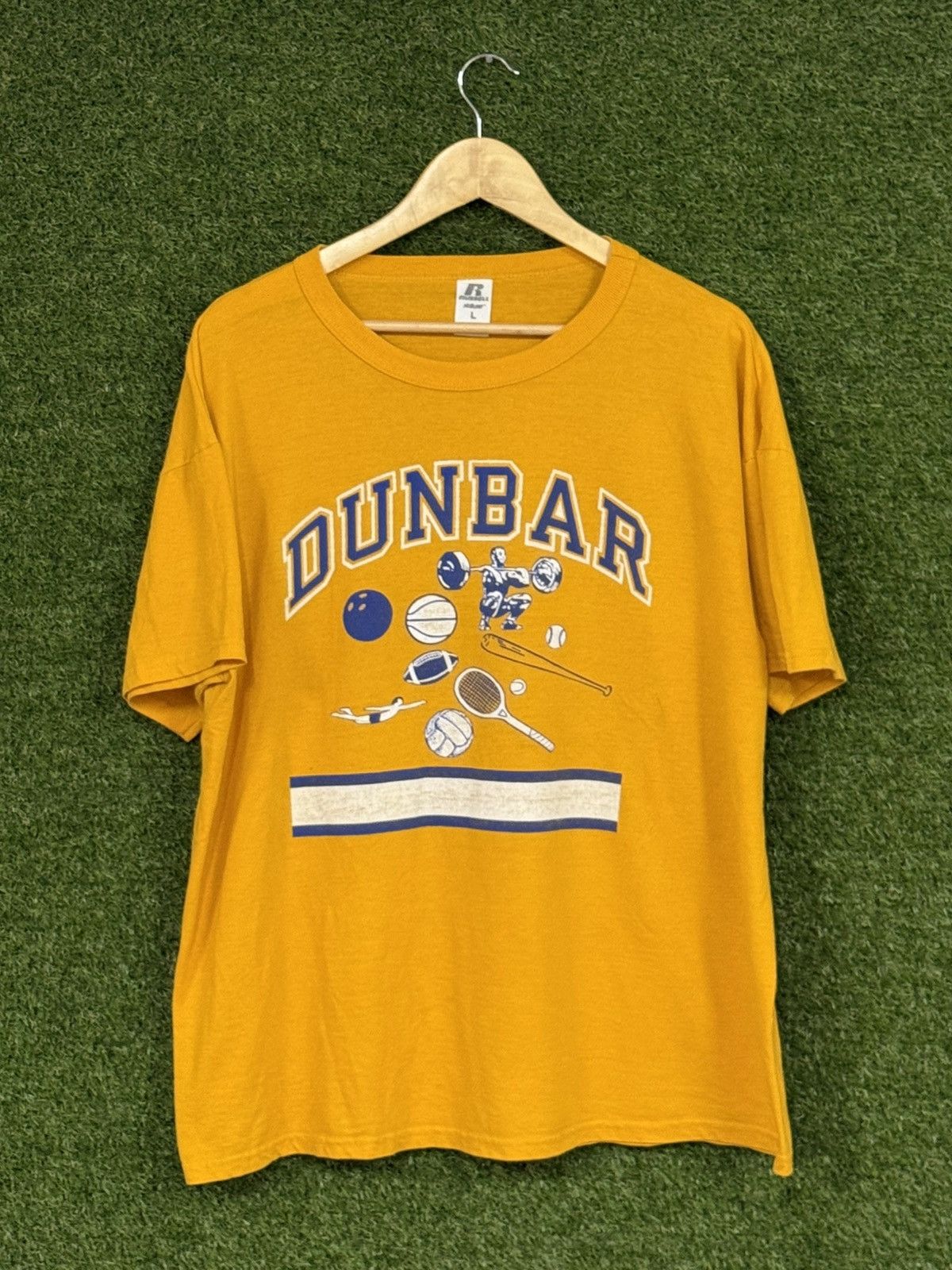 Russell Athletic Vintage Russell Weightlifting Sport Champion Yellow T Shirt Size US L / EU 52-54 / 3 - 1 Thumbnail