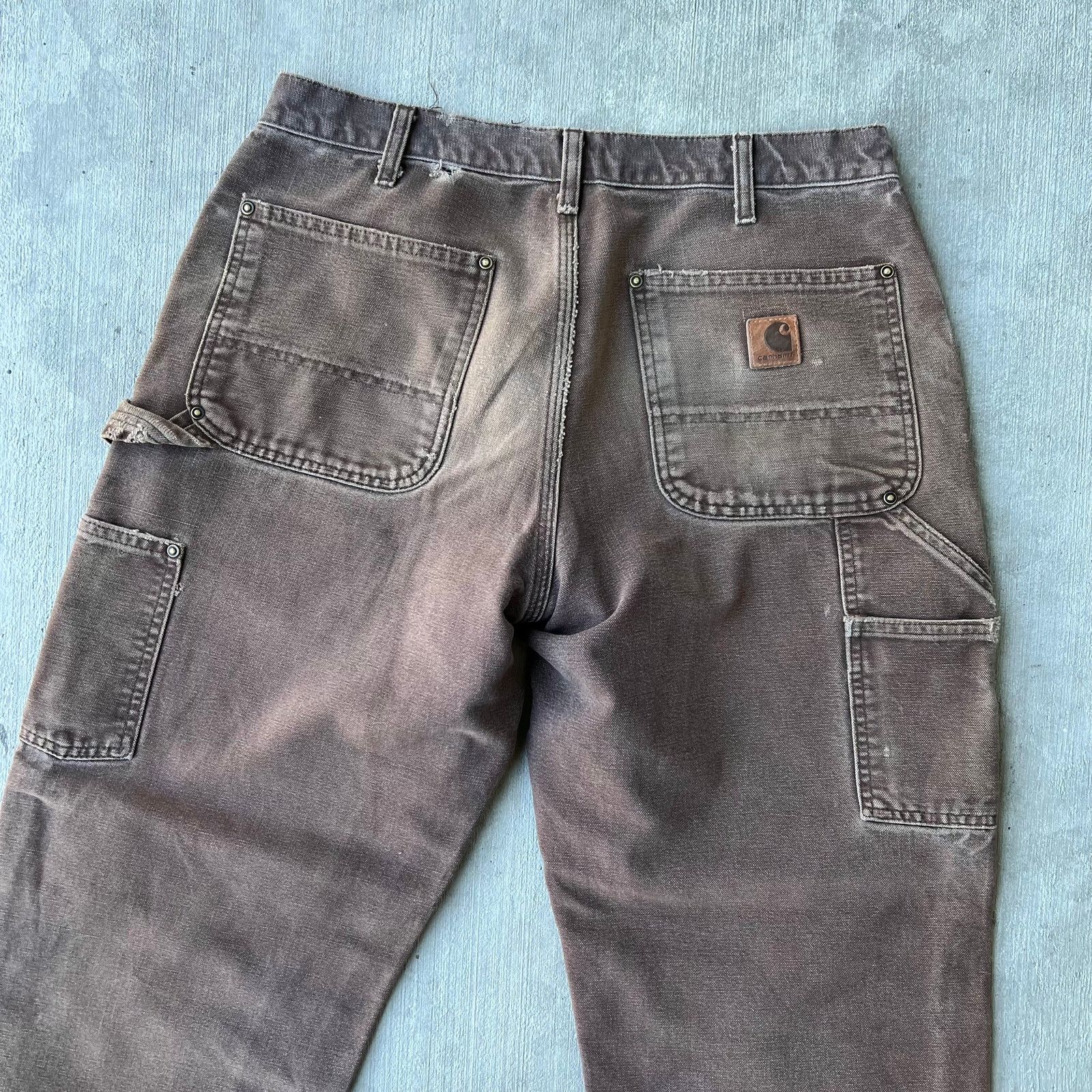 Carhartt × Vintage Carhartt brown faded double knee work wear carpenter pants Size US 31 - 5 Thumbnail