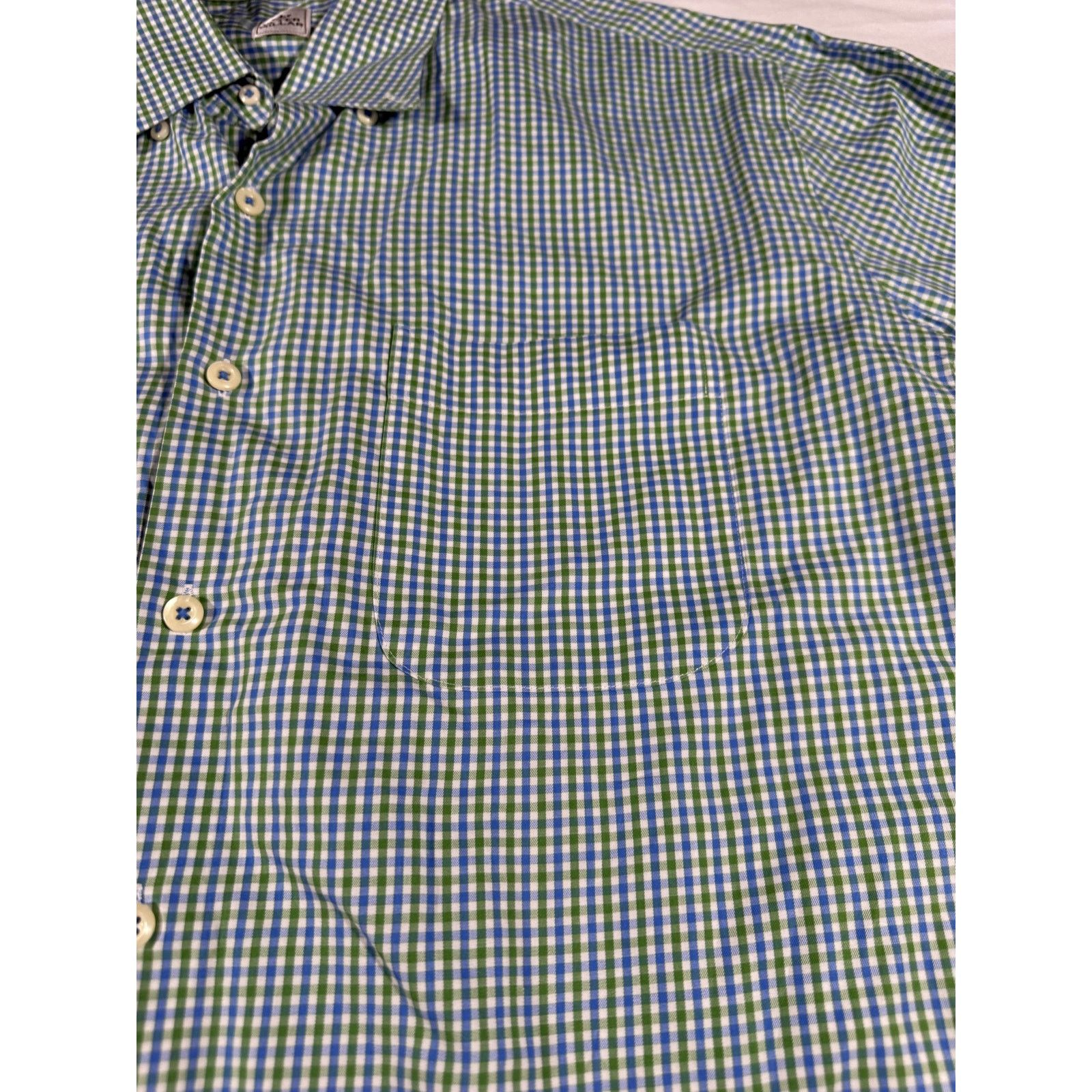 Peter Millar Peter Millar Men’s Shirt Large Green Blue Plaid Long Sleeve Size US L / EU 52-54 / 3 - 4 Thumbnail