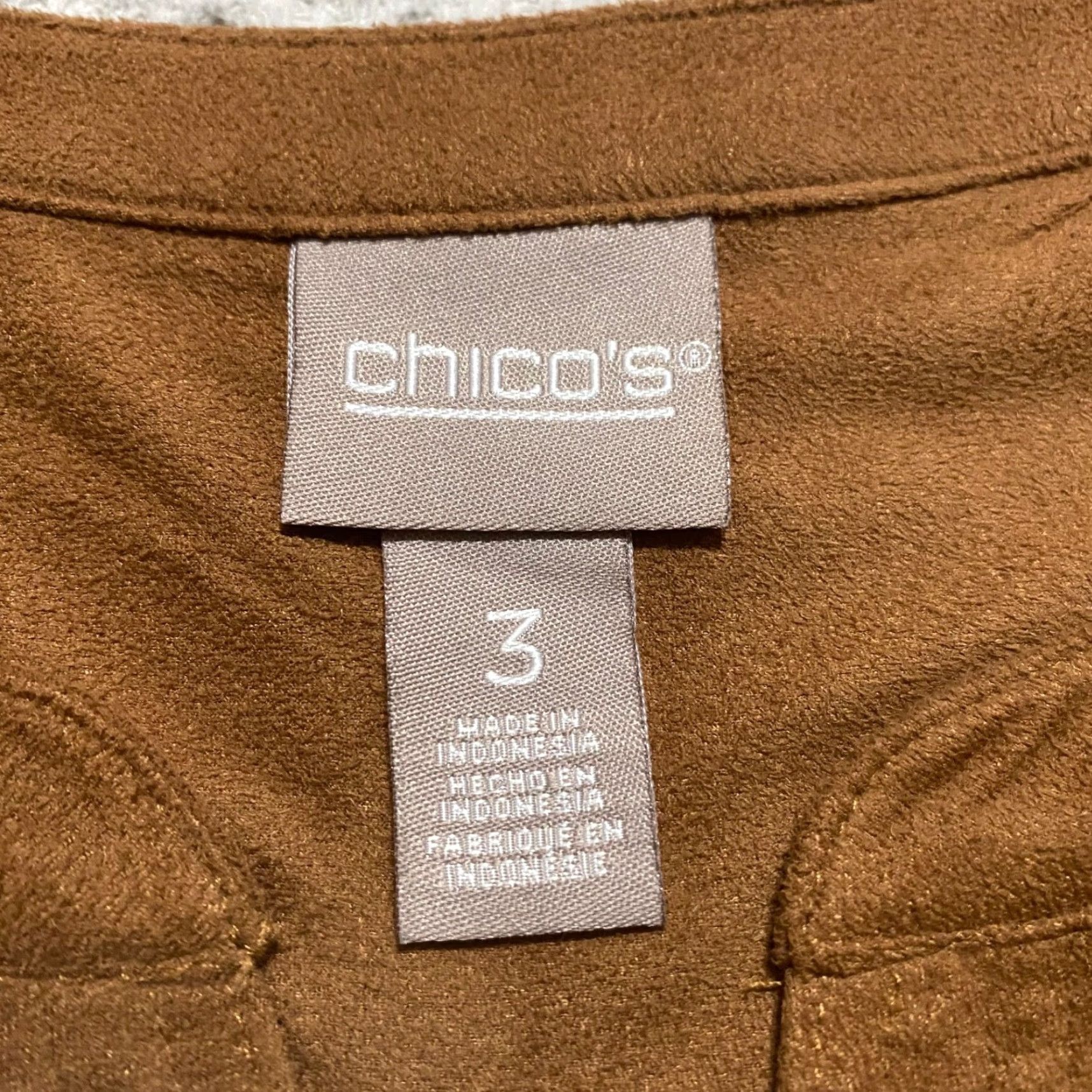 Vintage Chico's Womens XL Shirt Brown 3/4 Sleeve V-Neck Velvet Pockets Size XL / US 12-14 / IT 48-50 - 3 Thumbnail