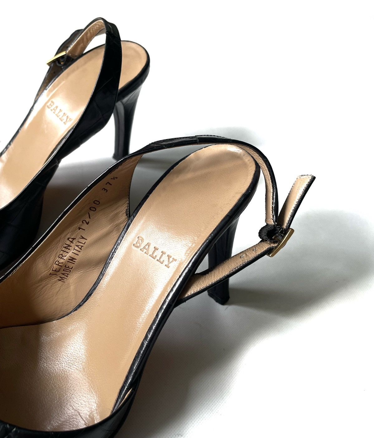 Bally Bally Terrina Women Croc Style Leather Heels Size 37.5 Italy Size US 7.5 / IT 37.5 - 3 Thumbnail