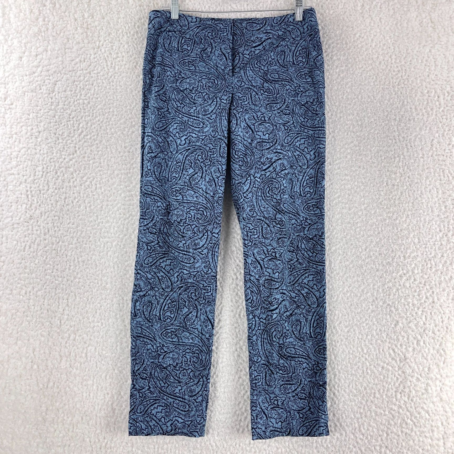 J. Jill J. Jill Blue Paisley Ankle Length Pants Womens Mid-Rise Flat Front Size 6 Size 28" / US 6 / IT 42 - 2 Thumbnail