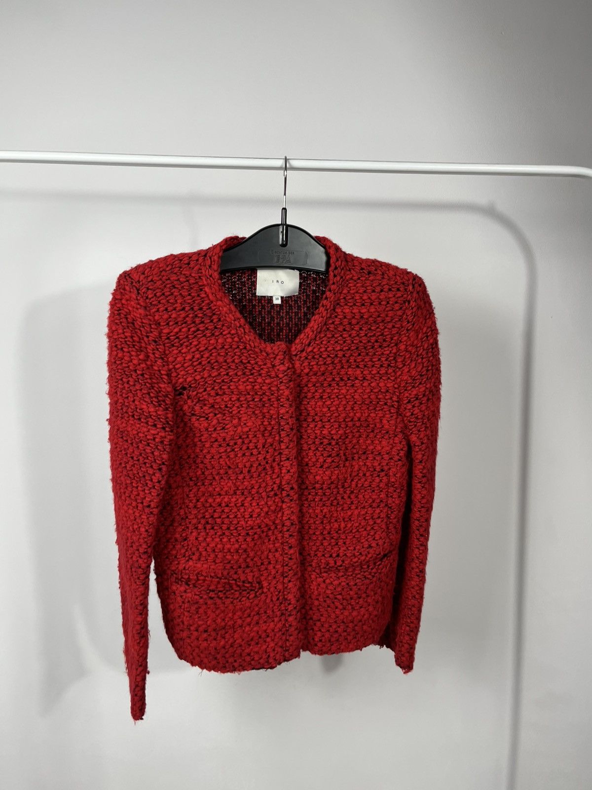 Iro IRO Red Knit Jacket Womens Size 38 Textured Wool Blend Size S / US 4 / IT 40 - 2 Thumbnail