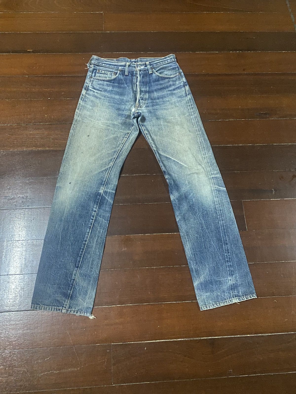 Denime Rare vintage 90s Denime Japan Distressed mud wash Selvedge Size US 30 / EU 46 - 1 Thumbnail