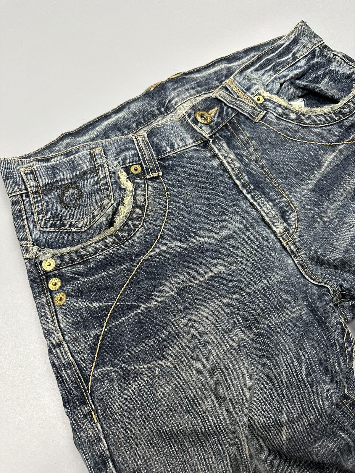 If Six Was Nine Distressed Denim Lightning Flare Jeans Size US 33 - 6 Thumbnail