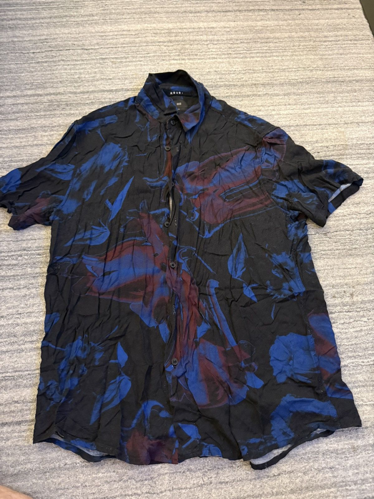 Ksubi Ksubi Floral Print Short Sleeve Shirt — Black/Blue/Burgundy Size US M / EU 48-50 / 2 - 1 Thumbnail