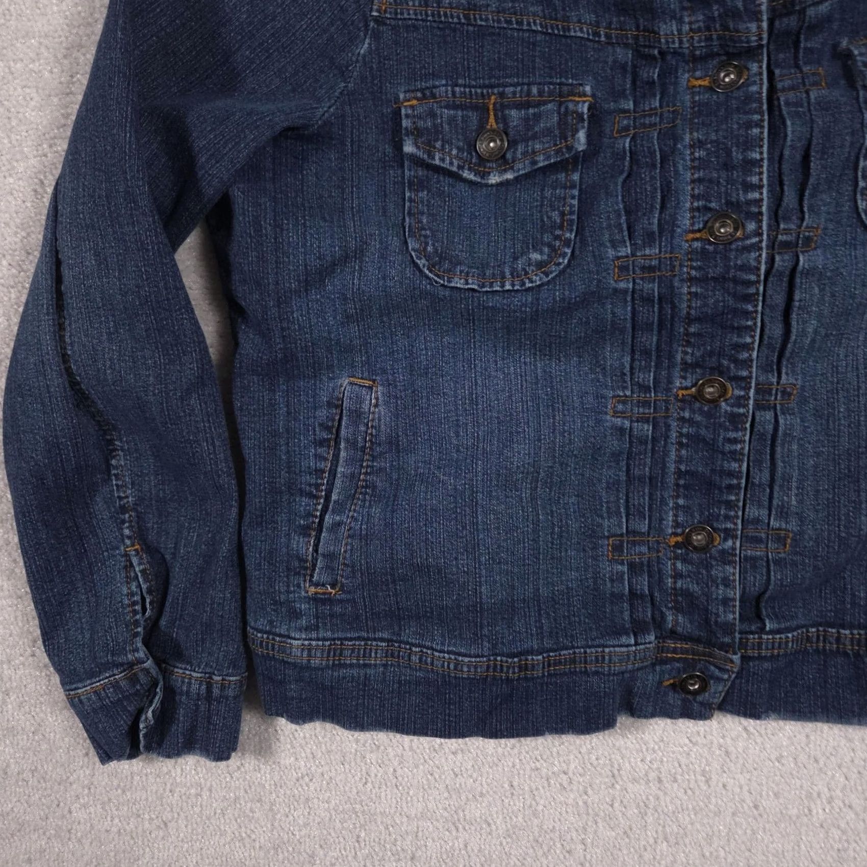 Vintage VINTAGE St Johns Bay Jacket Womens XL Blue Denim Jean Button Front Casual Pockets Size 40" / US 18 - 4 Thumbnail