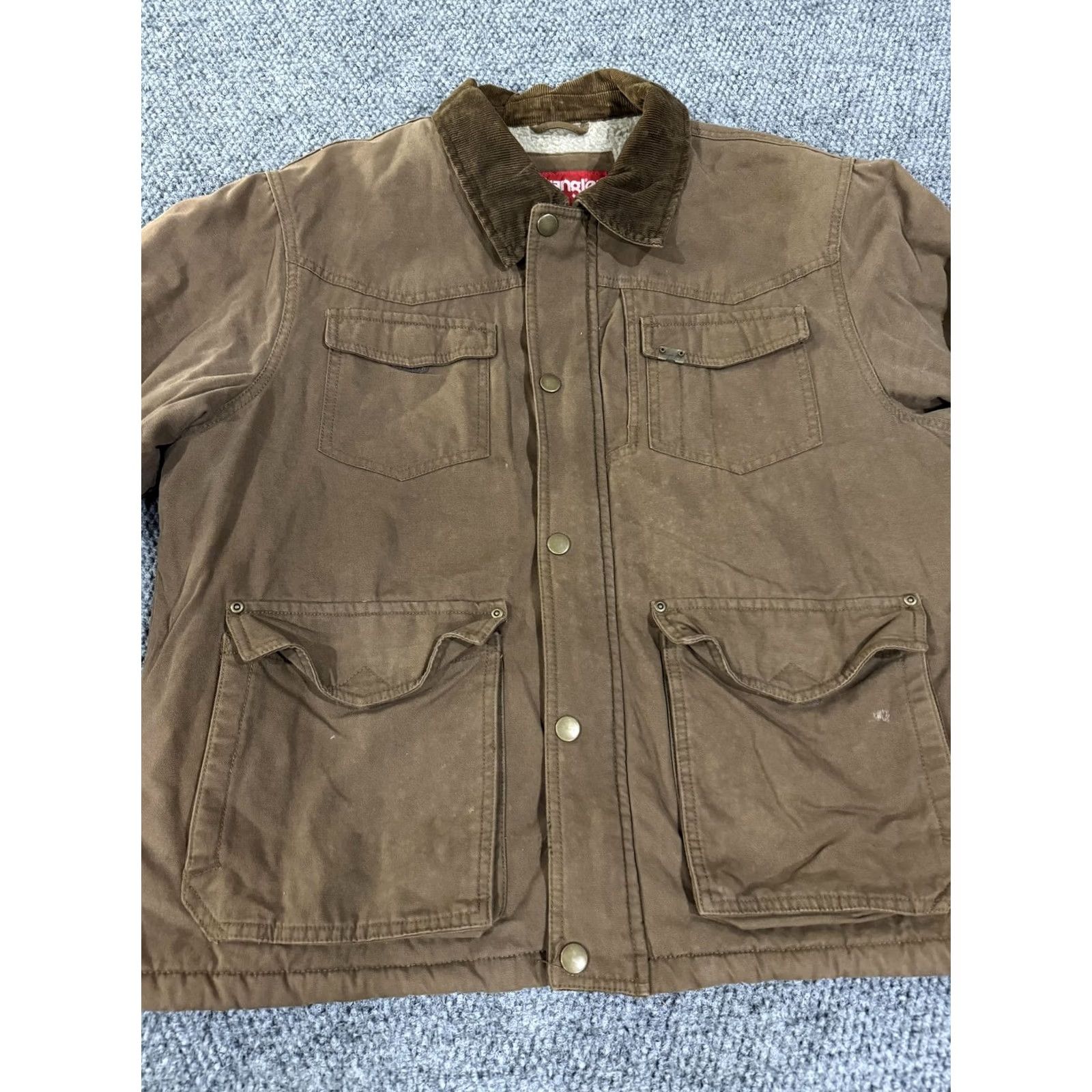 Wrangler VINTAGE Wrangler Jacket Mens XL Brown Canvas Sherpa Lined Snap Front Workwear Barn Size US XL / EU 56 / 4 - 5 Thumbnail
