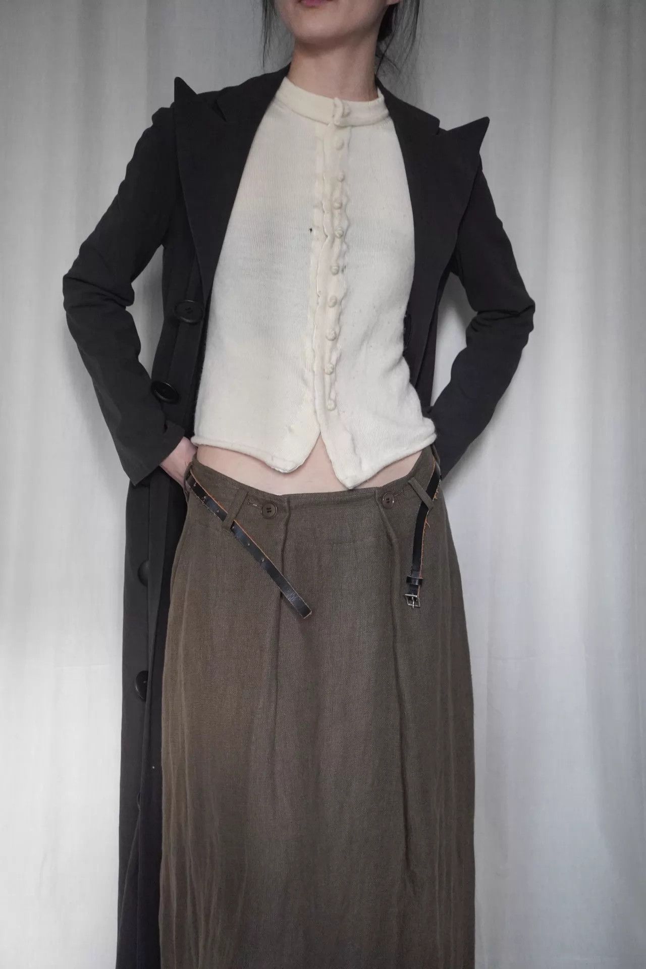 Yohji Yamamoto YOHJI YAMAMOTO 1998 Wool Knit Velvet Bamboo Buttons White Size S / US 4 / IT 40 - 4 Thumbnail