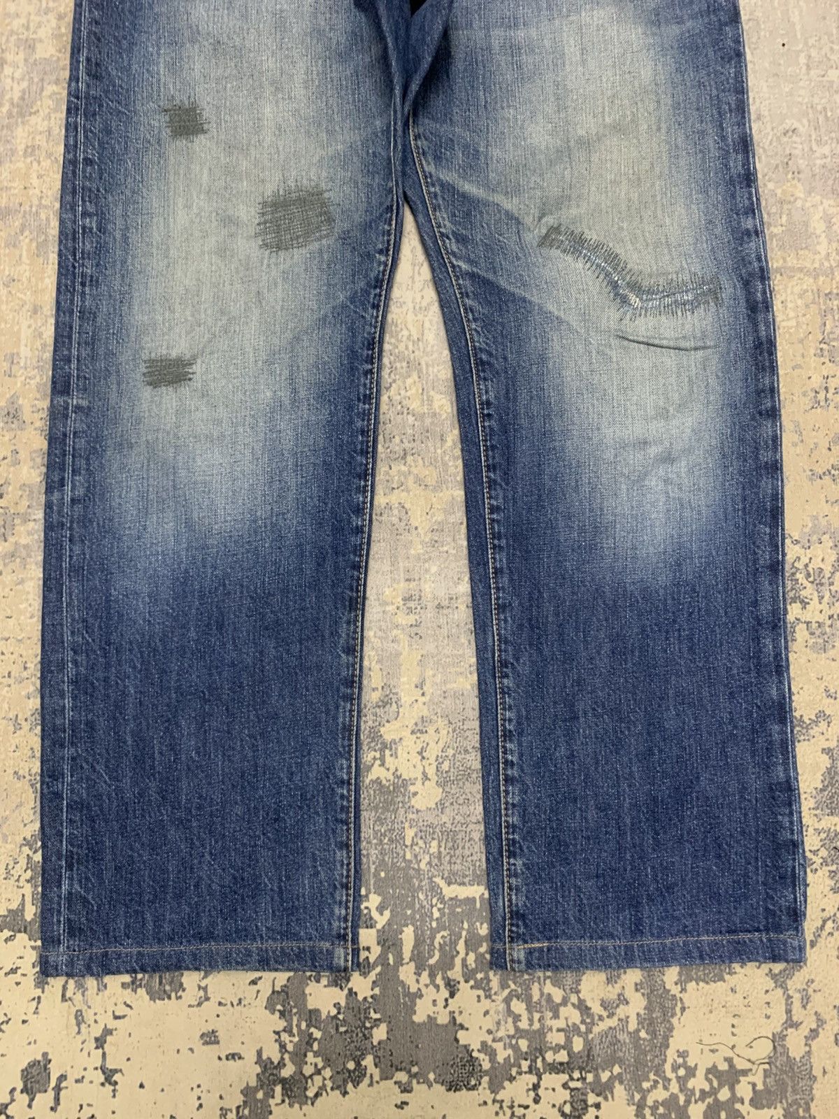 Japanese Brand GU Archive Style Distressed Japanese Denim Straight Jeans Size US 34 / EU 50 - 5 Thumbnail