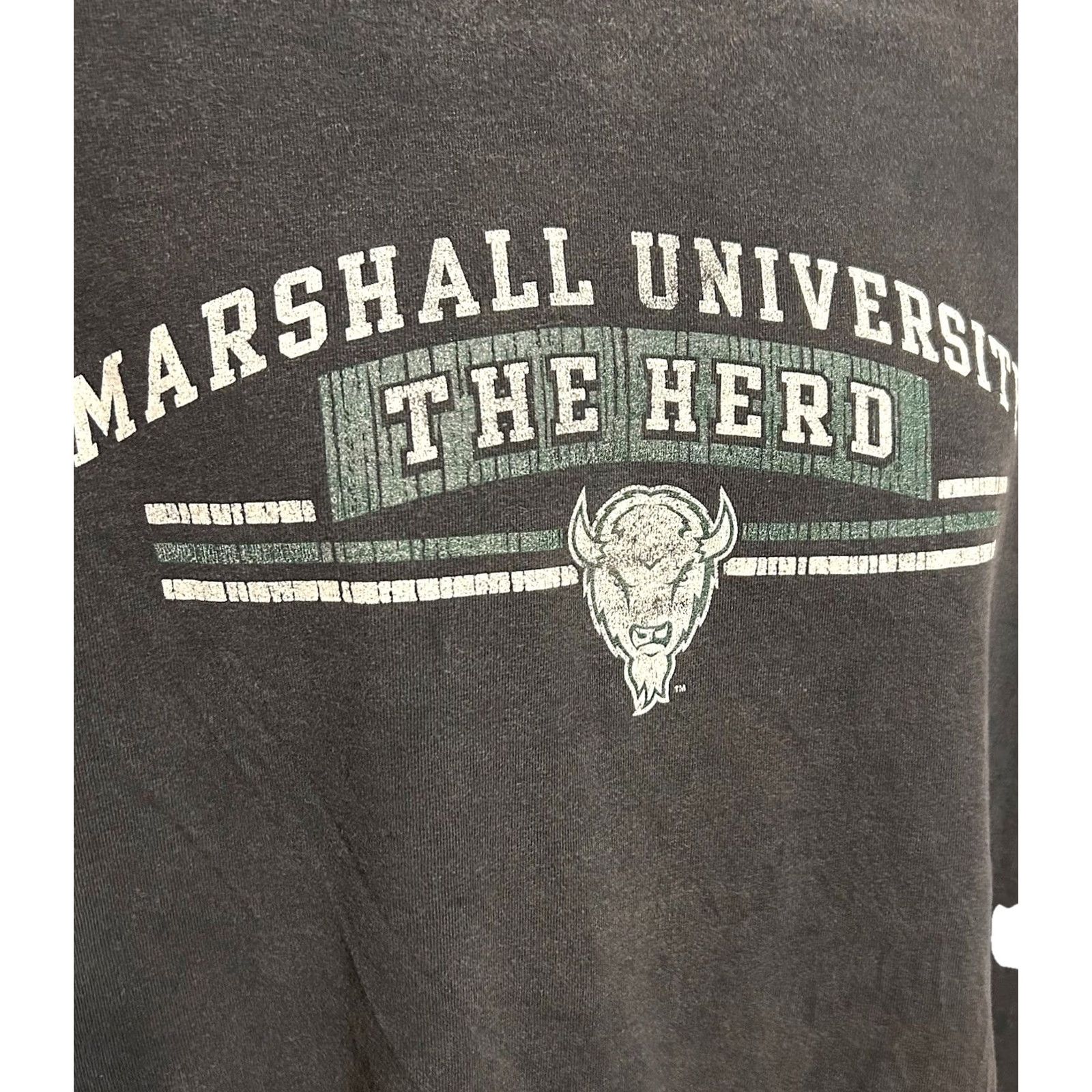 Vintage VTG Marshall University The Heard Short Sleeve Shirt Men XL Black TCX Apparel Size US XL / EU 56 / 4 - 5 Thumbnail
